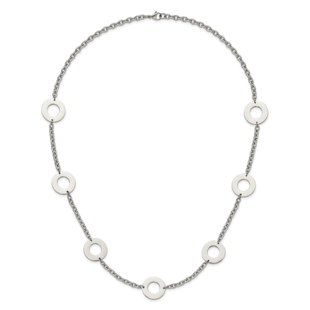 Chisel Stainless Steel Polished Circles 26 inch Necklace