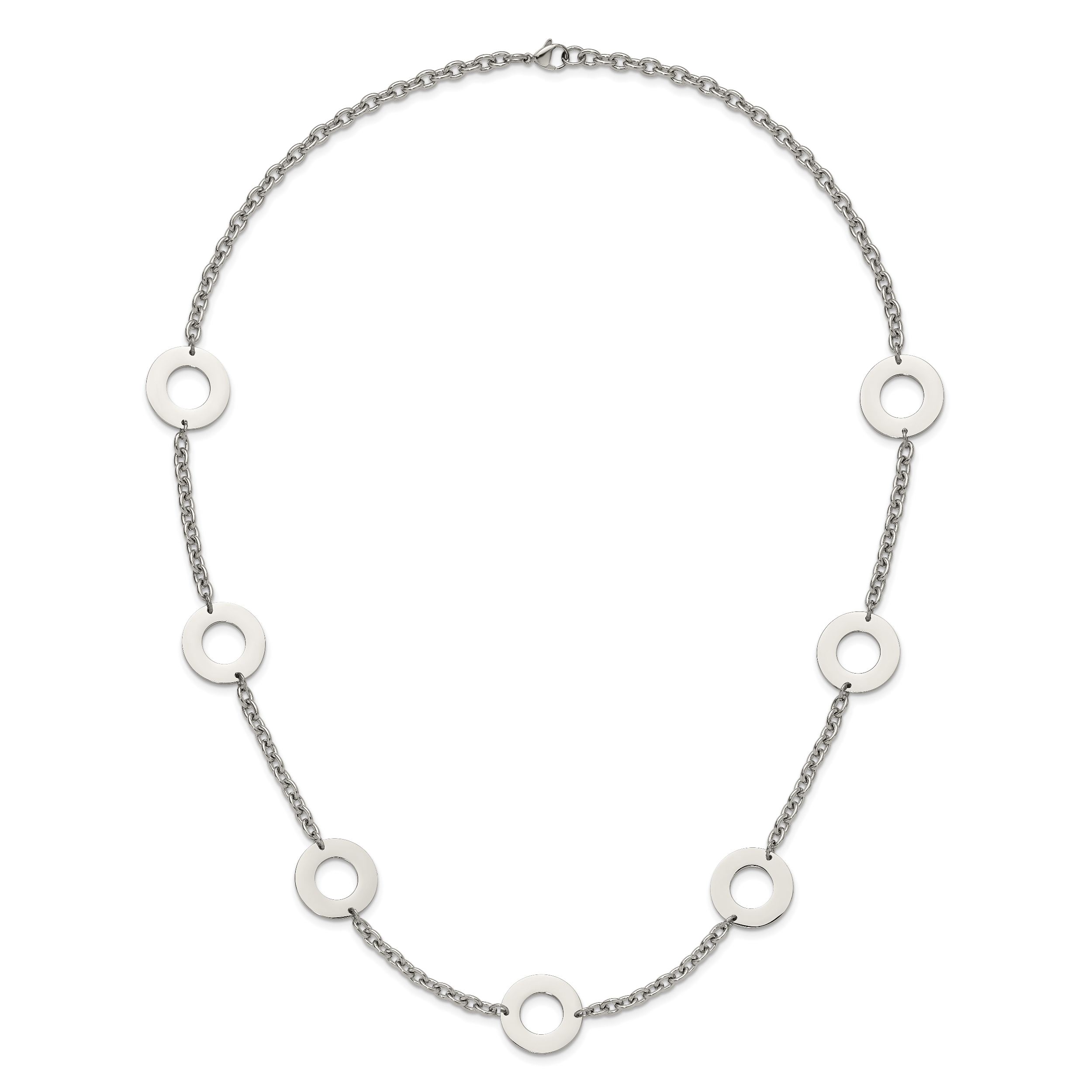 Chisel Stainless Steel Polished Circles 26 inch Necklace
