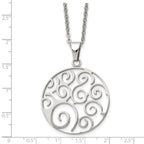 Chisel Stainless Steel Polished Fancy Swirl Pendant on a 22 inch Cable Chain Necklace