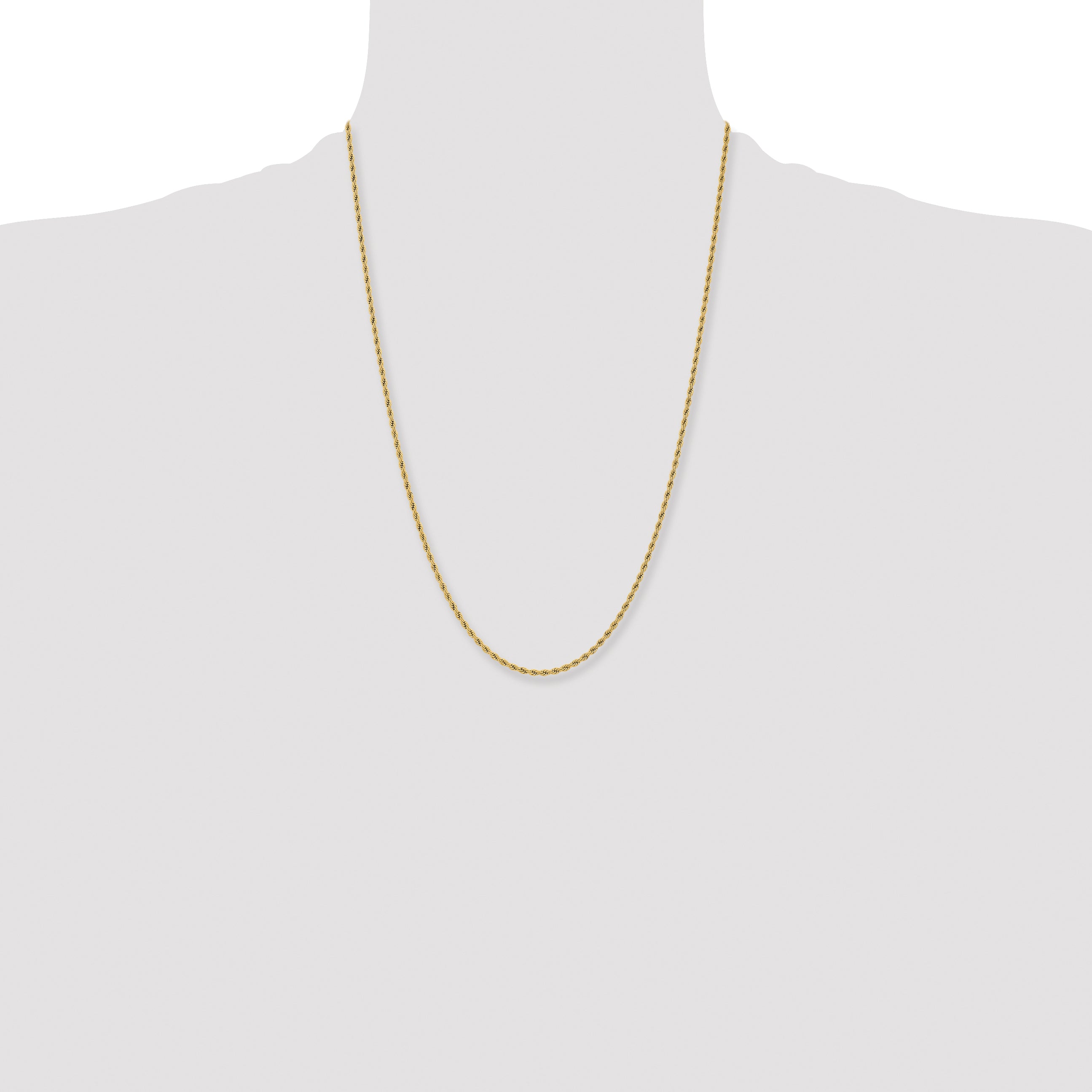 Chisel Stainless Steel Polished Yellow IP-plated 2.4mm 18 inch Rope Chain