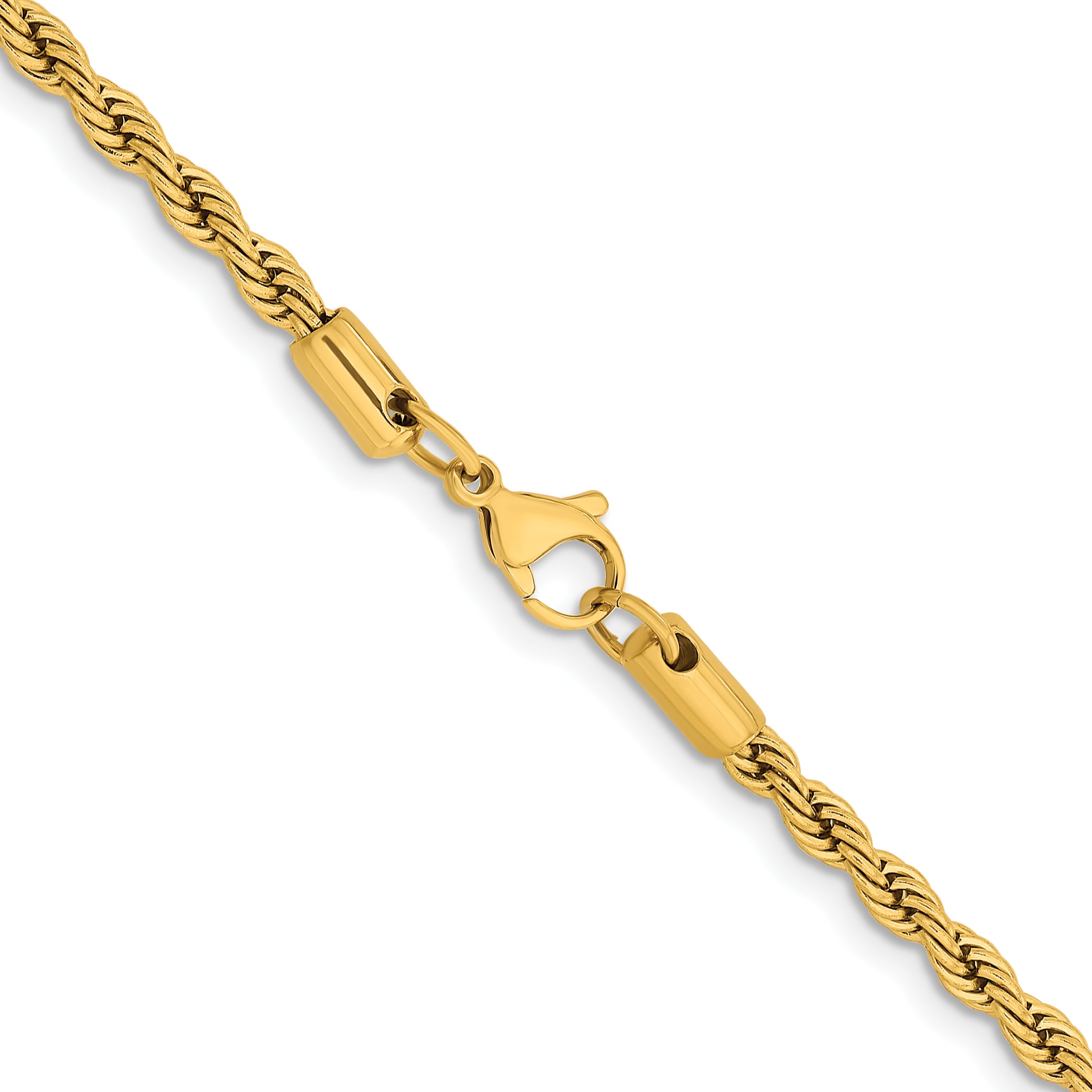 Chisel Stainless Steel Polished Yellow IP-plated 4mm 18 inch Rope Chain