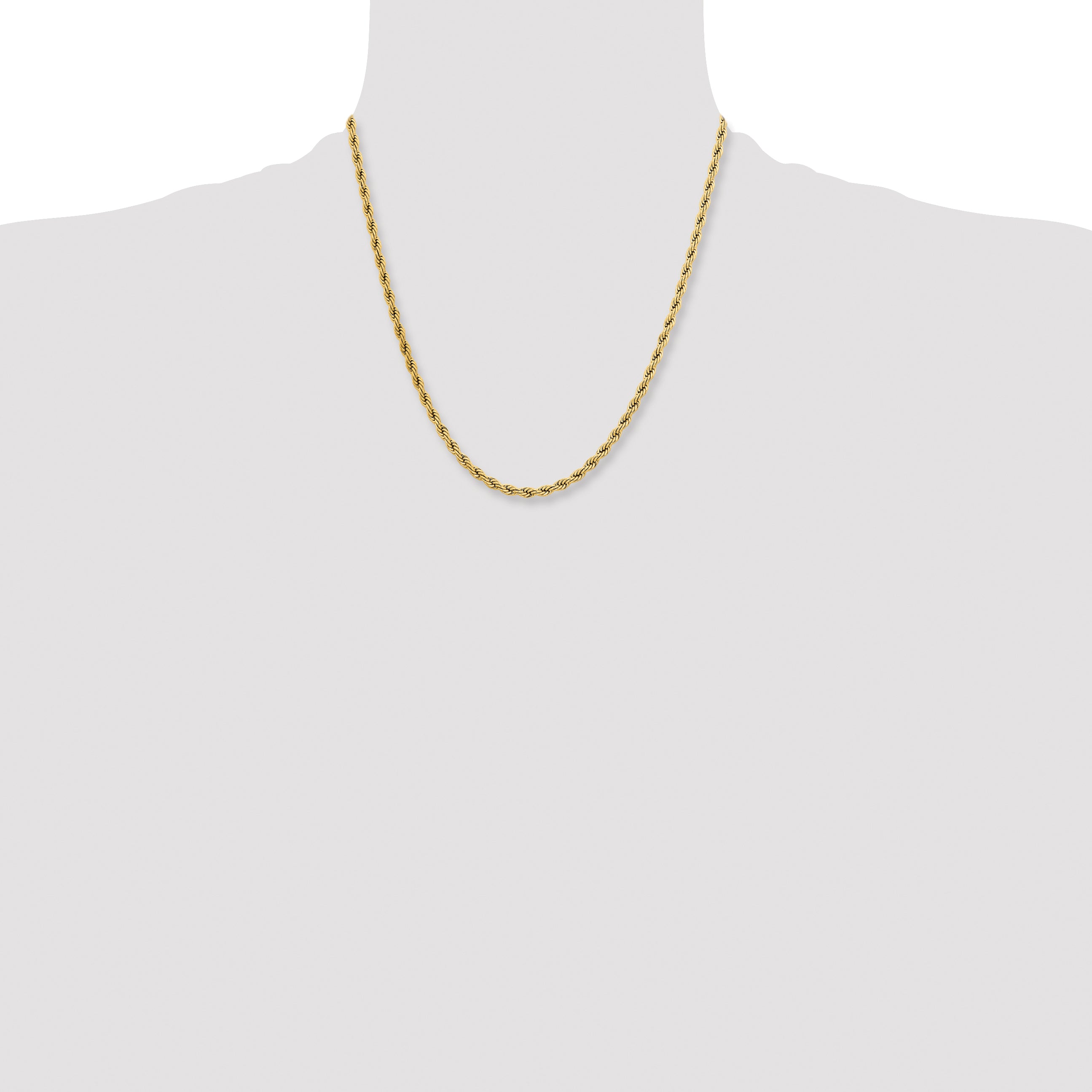 Chisel Stainless Steel Polished Yellow IP-plated 4mm 18 inch Rope Chain