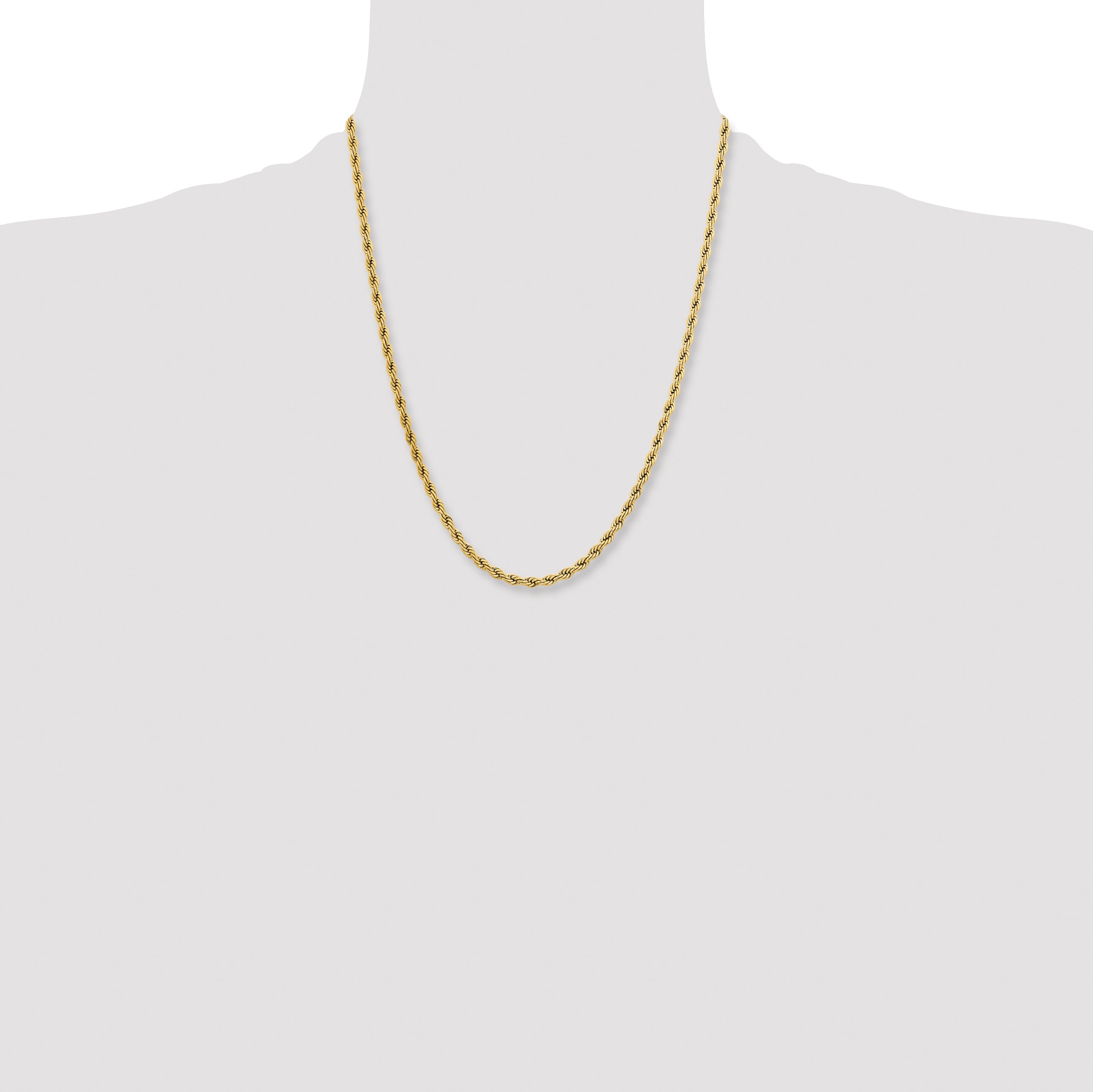 Chisel Stainless Steel Polished Yellow IP-plated 4mm 18 inch Rope Chain