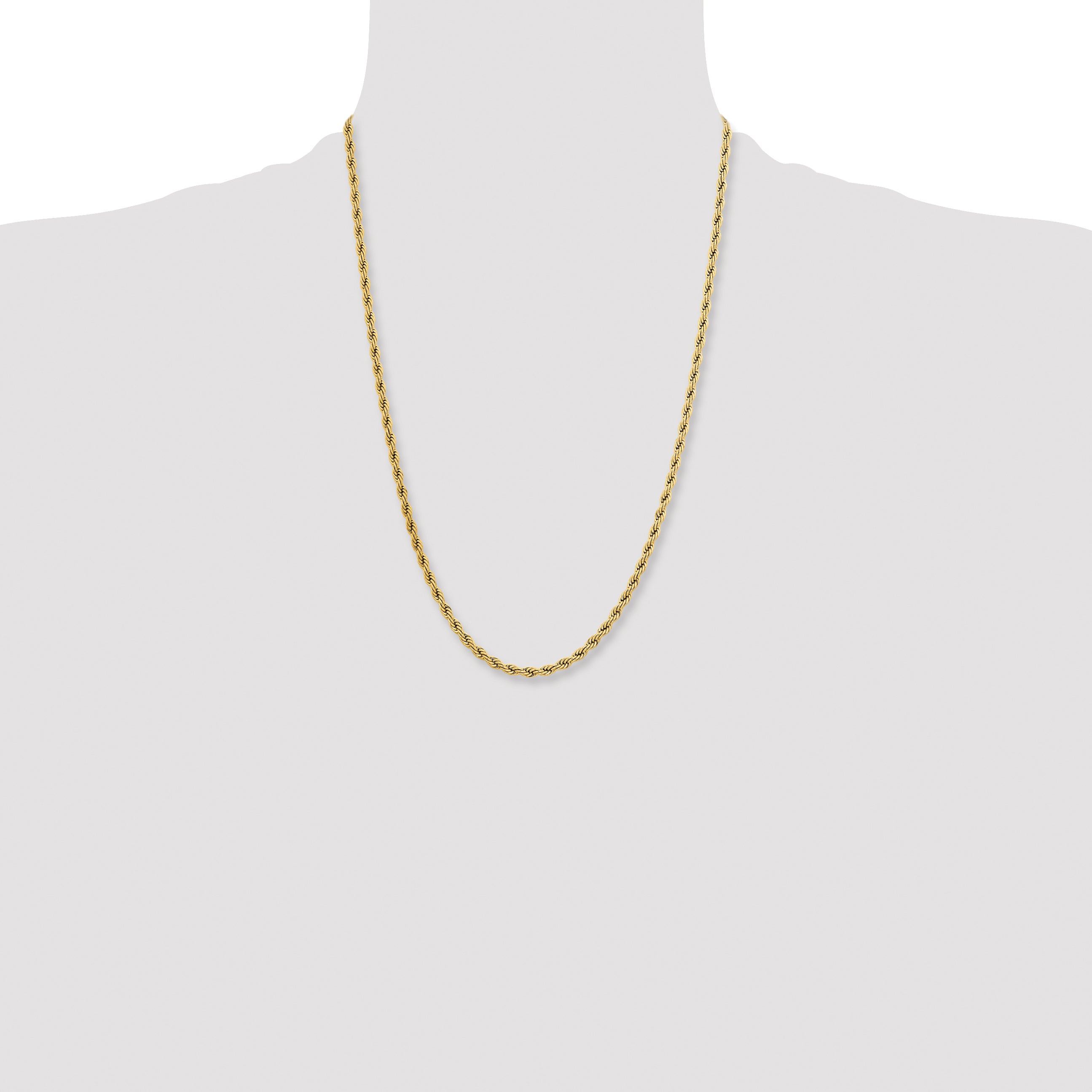Chisel Stainless Steel Polished Yellow IP-plated 4mm 18 inch Rope Chain