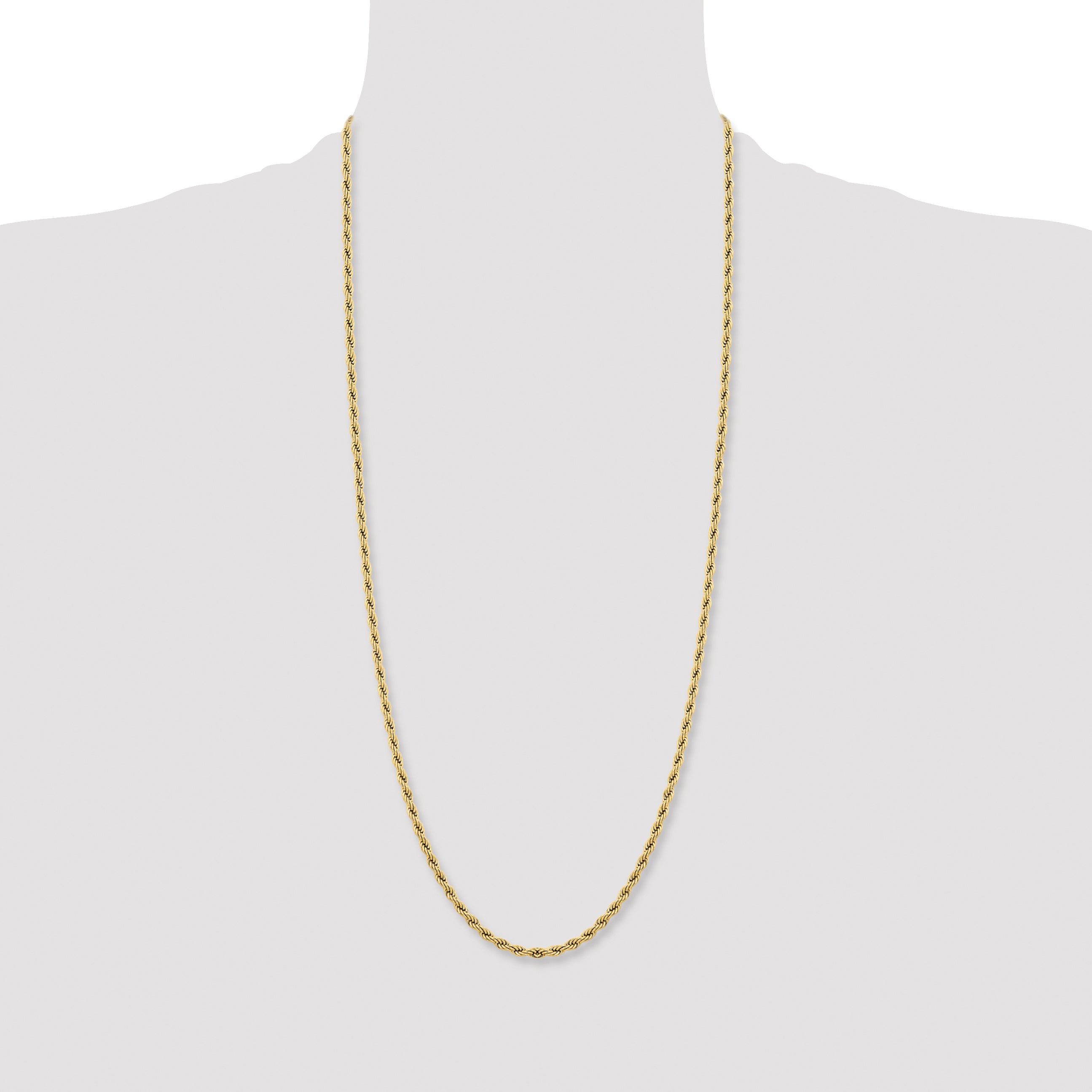 Chisel Stainless Steel Polished Yellow IP-plated 4mm 18 inch Rope Chain
