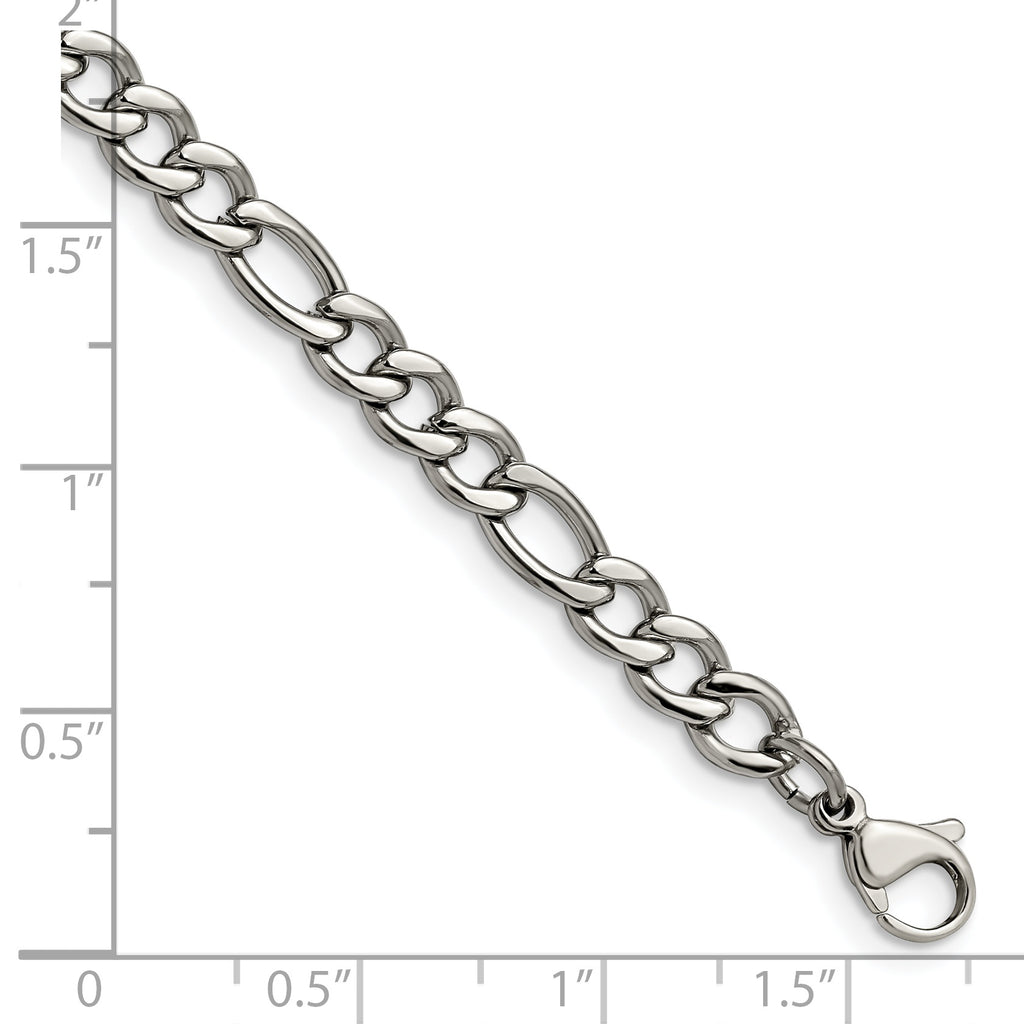Polished Figaro Chain Bracelet in Stainless Steel, 5.3mm
