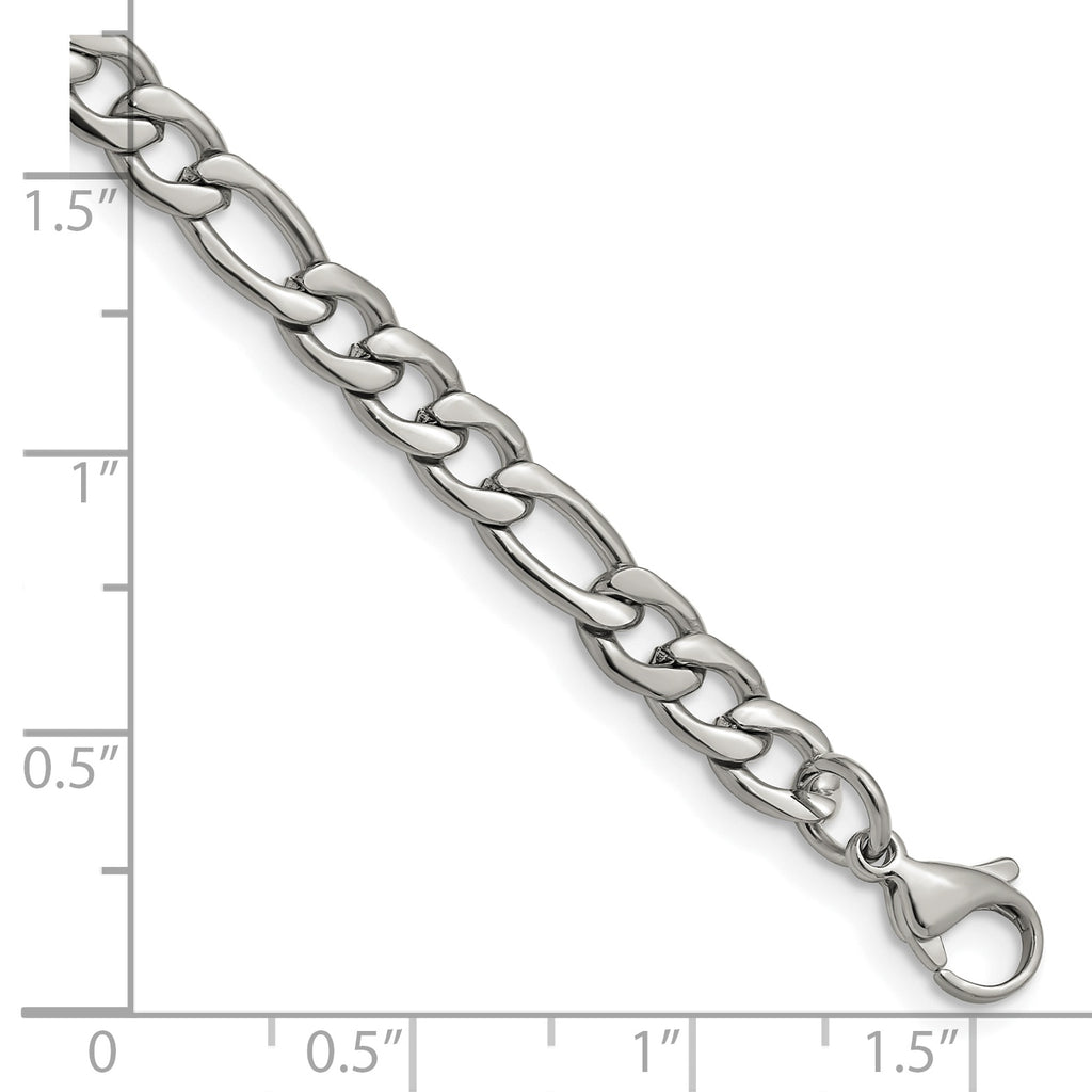 Polished Figaro Chain Bracelet in Stainless Steel, 6.3mm