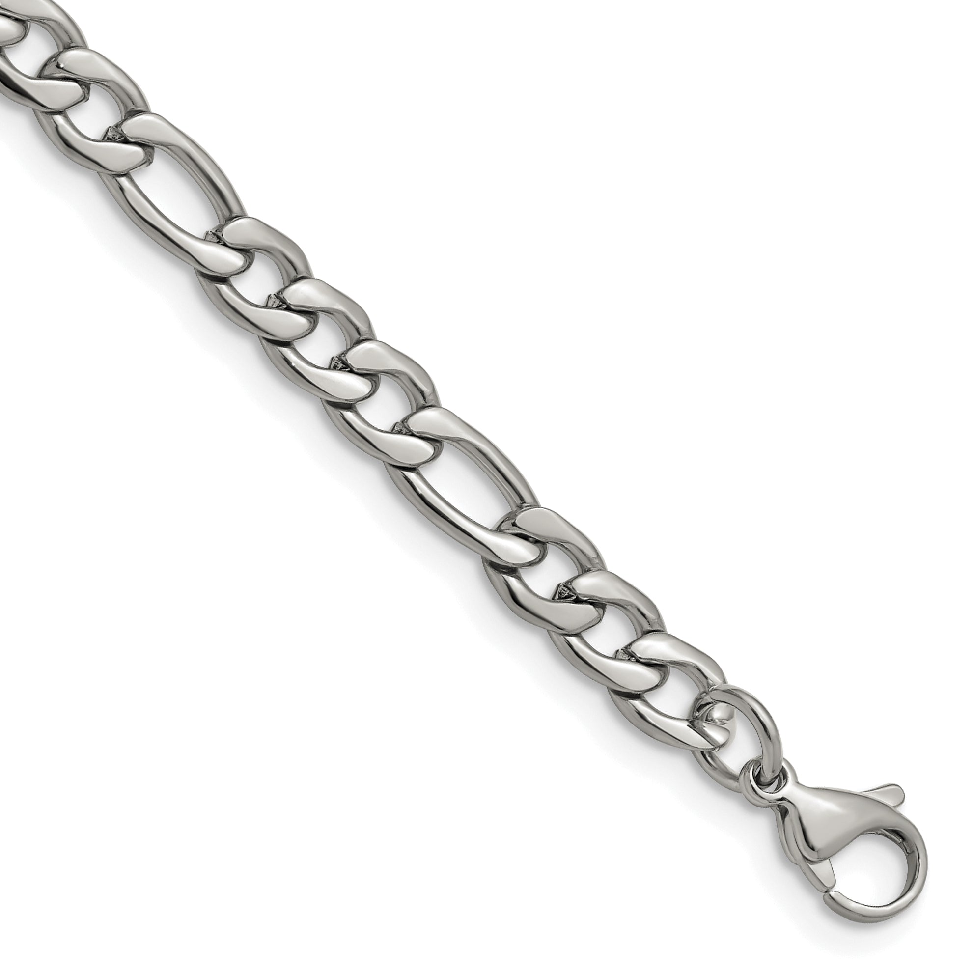 Chisel Stainless Steel Polished 6.3mm 8 inch Figaro Chain Main image