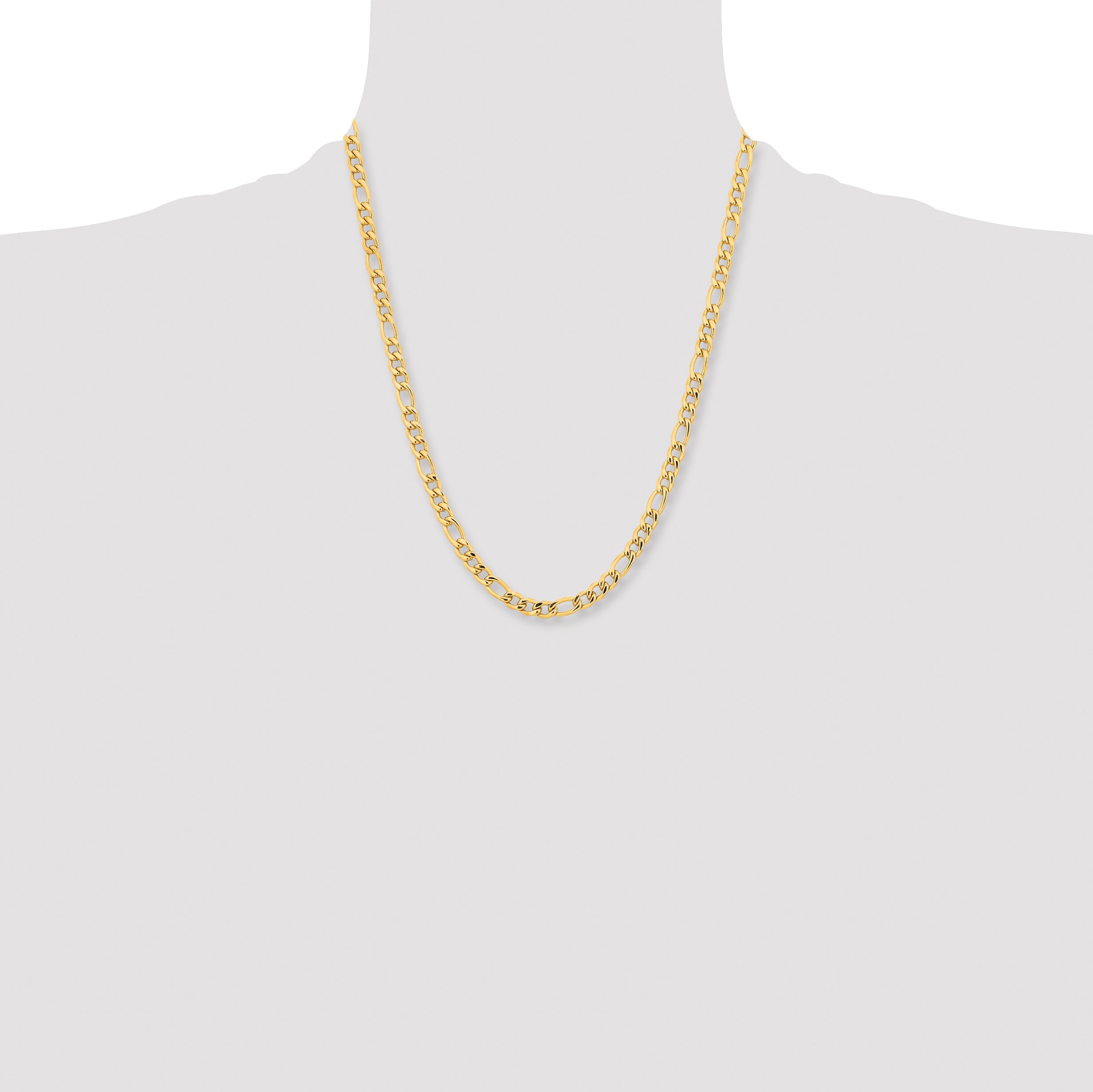 Chisel Stainless Steel Polished Yellow IP-plated 6.3mm 20 inch Figaro Chain