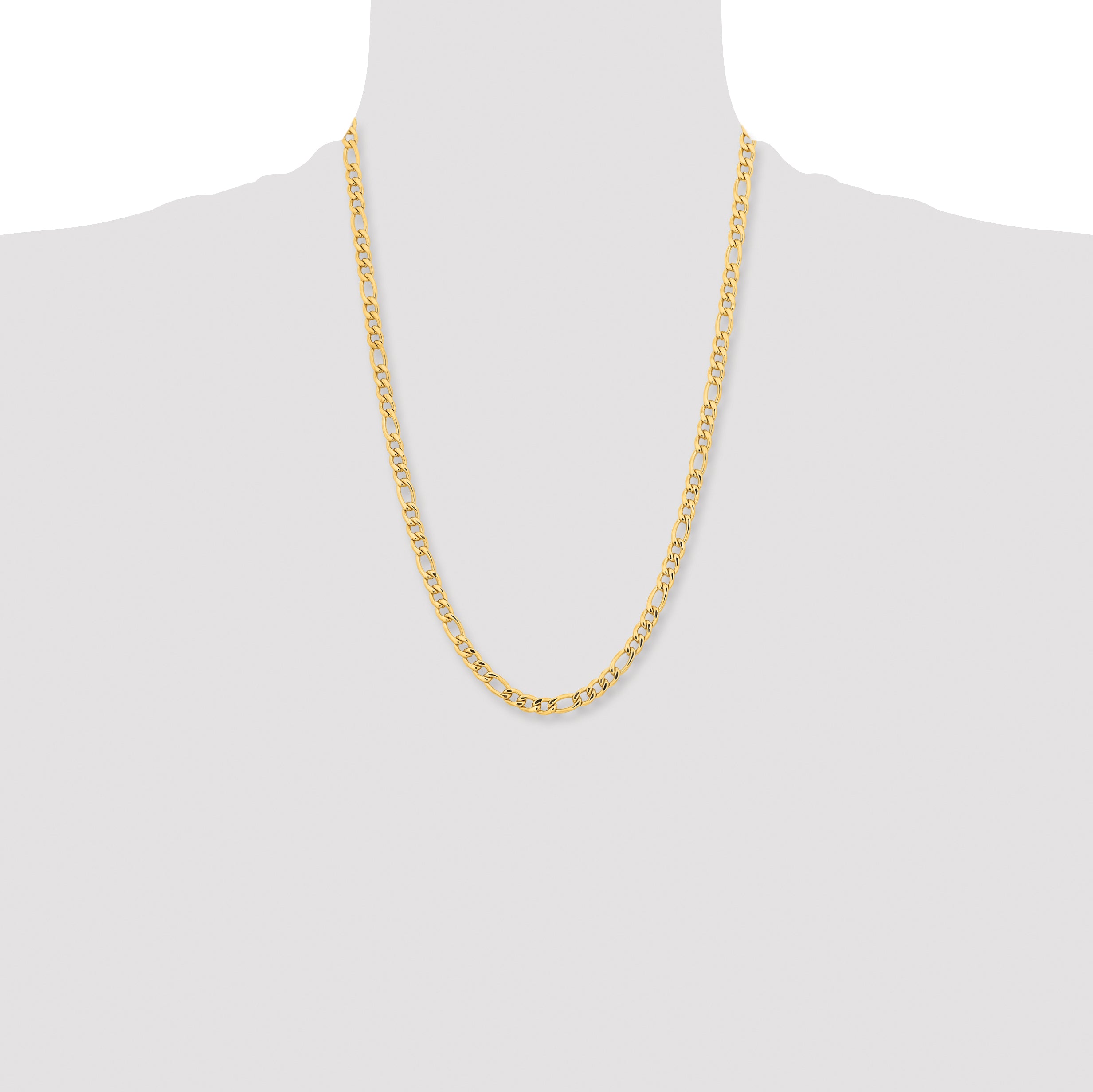 Chisel Stainless Steel Polished Yellow IP-plated 6.3mm 20 inch Figaro Chain
