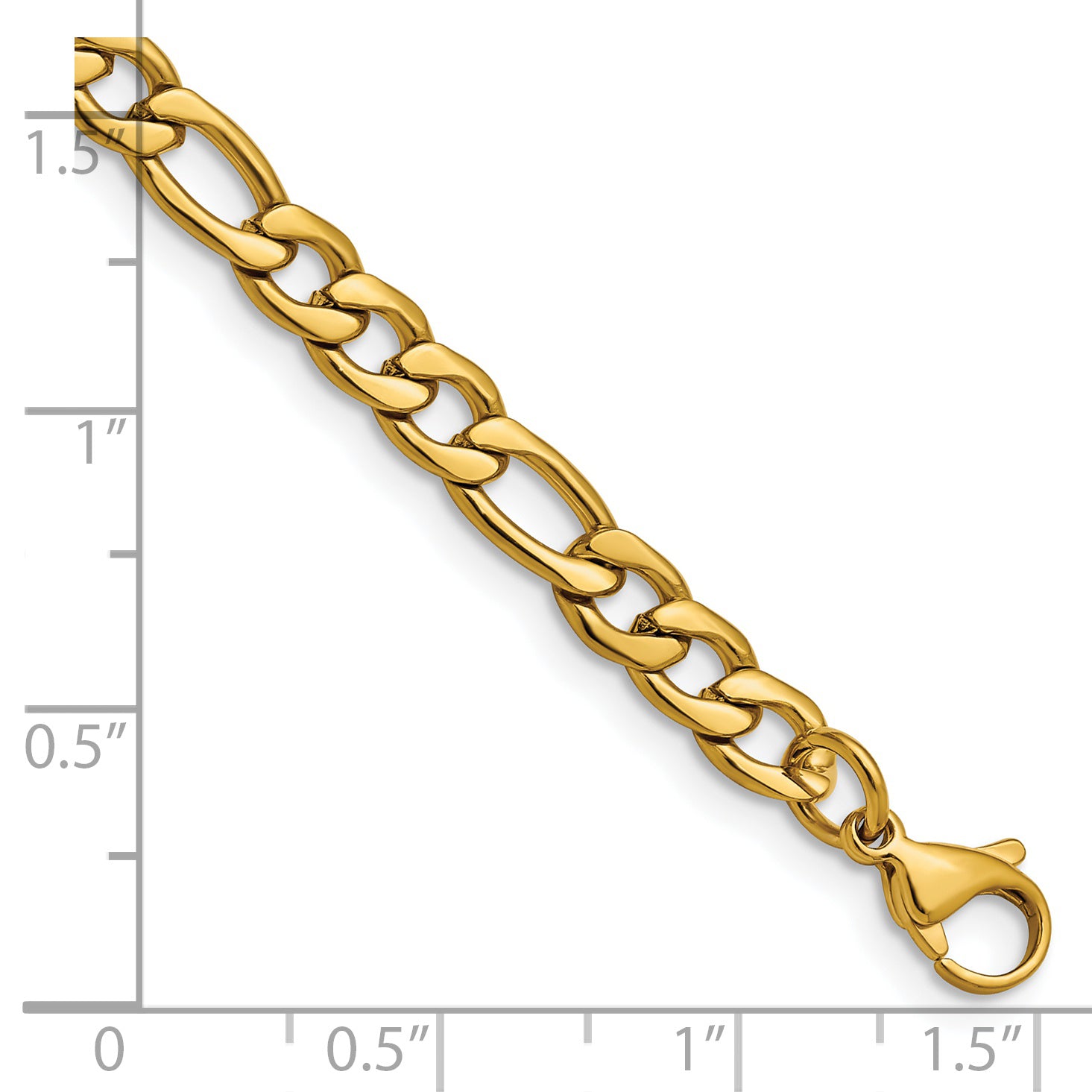 Chisel Stainless Steel Polished Yellow IP-plated 6.3mm 8 inch Figaro Chain Secondary image