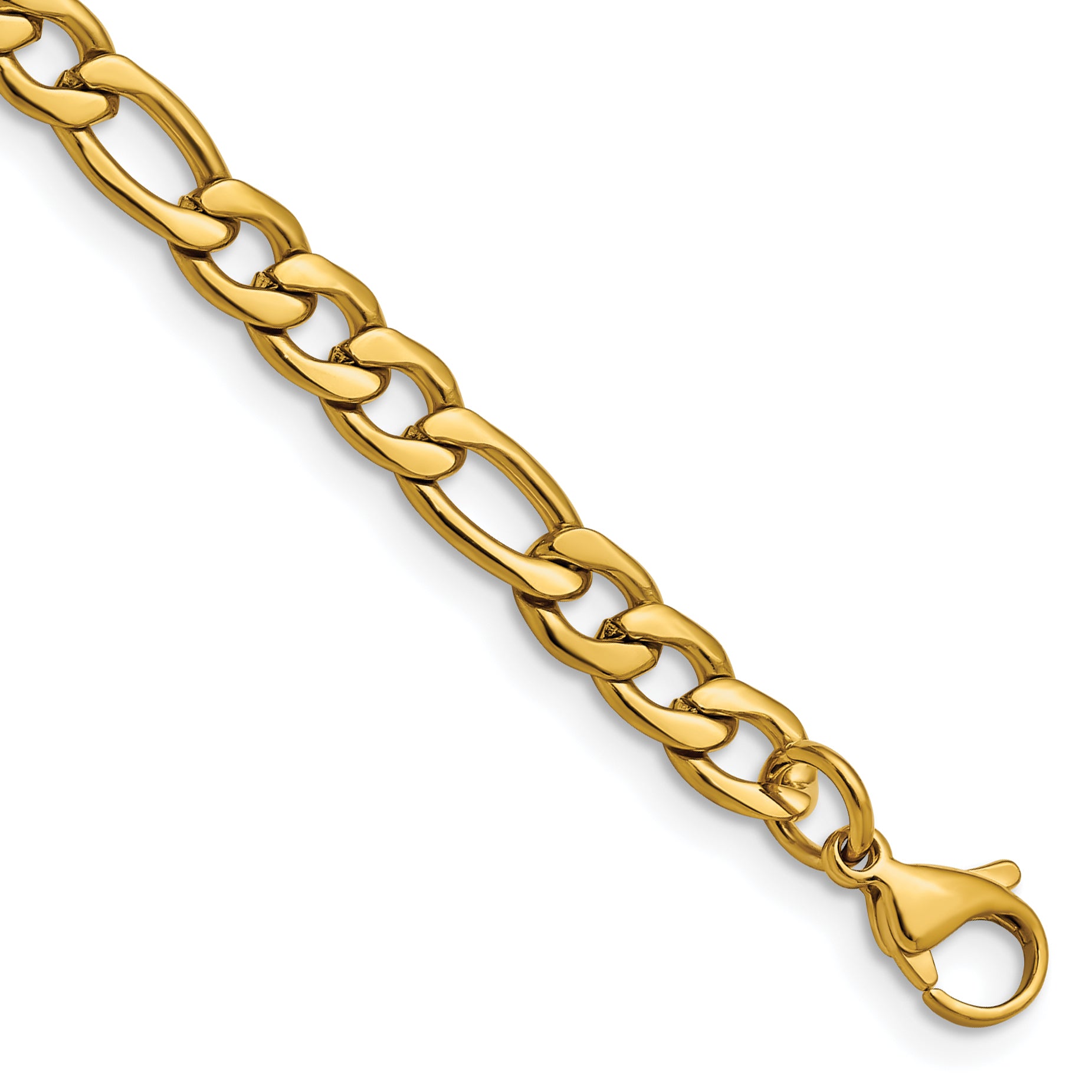Chisel Stainless Steel Polished Yellow IP-plated 6.3mm 8 inch Figaro Chain Main image