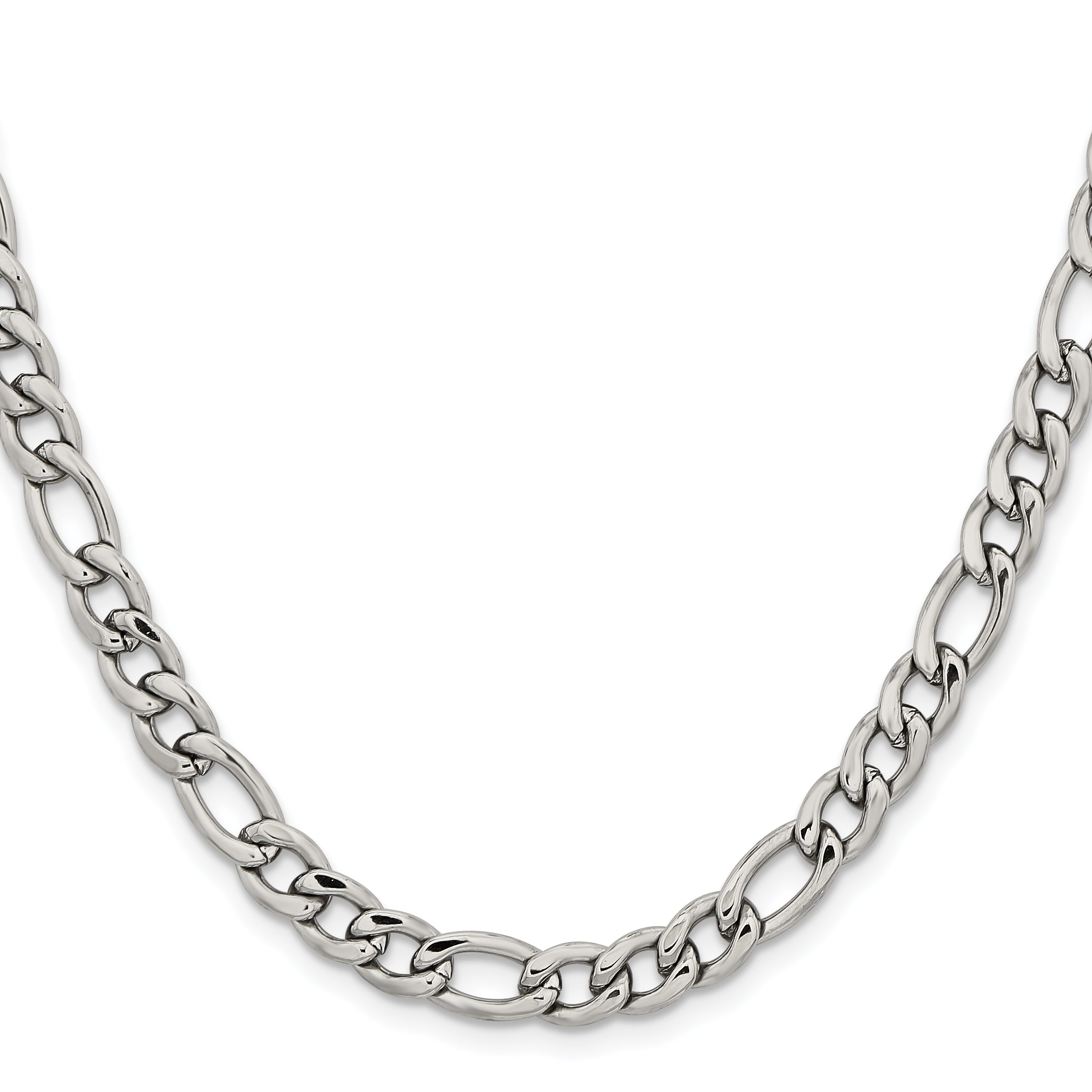 Chisel Stainless Steel Polished 6.75mm 20 inch Figaro Chain