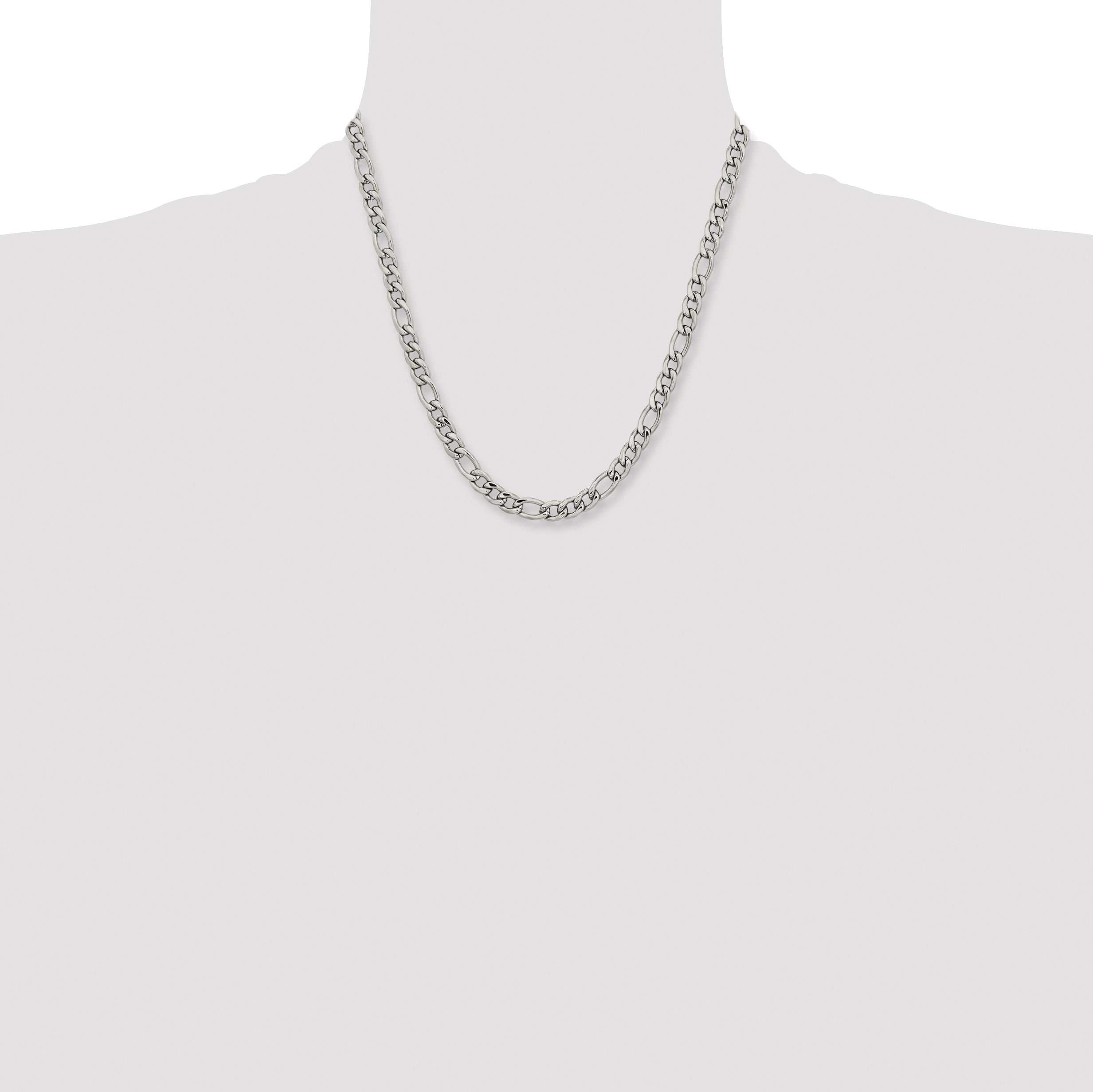 Chisel Stainless Steel Polished 6.75mm 20 inch Figaro Chain