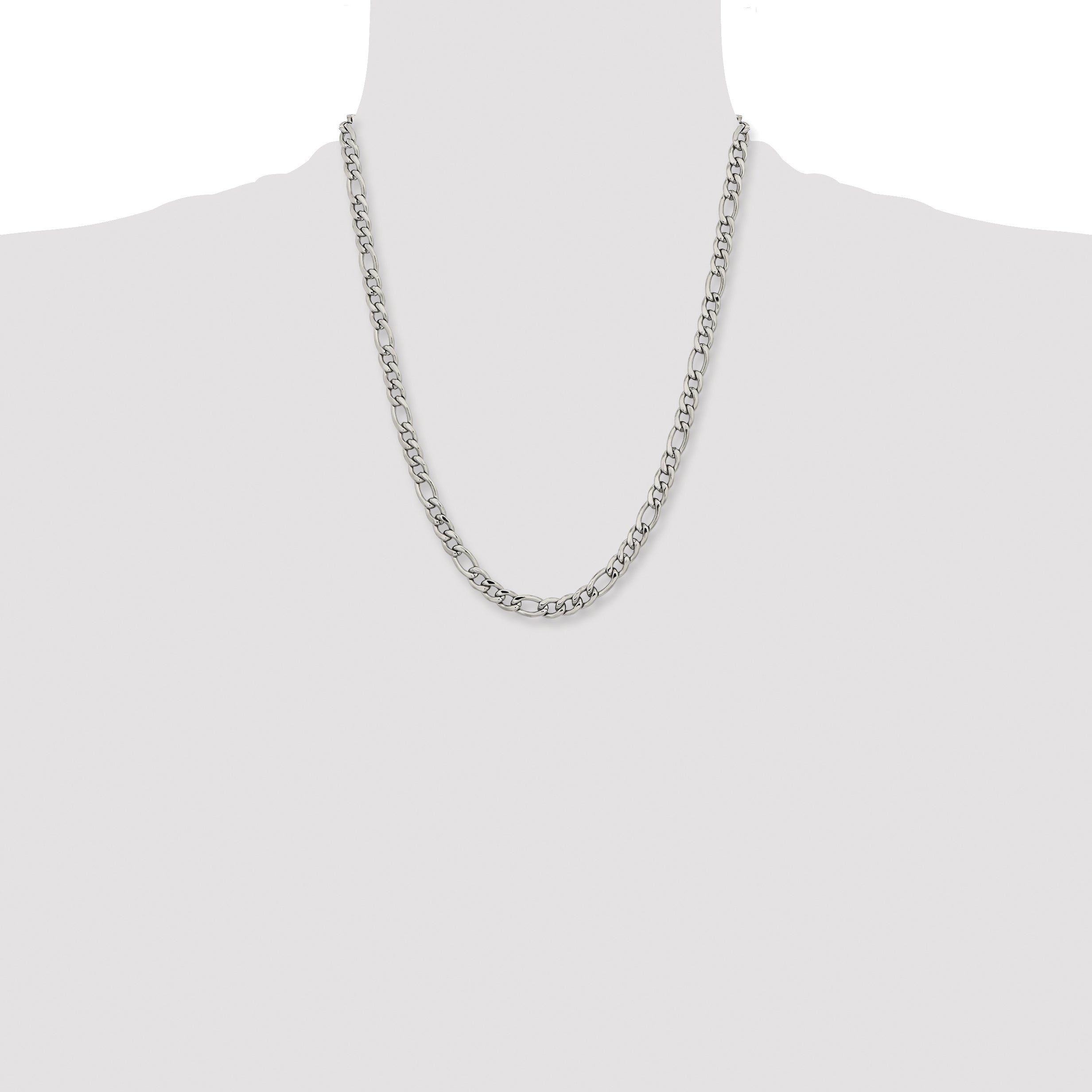 Chisel Stainless Steel Polished 6.75mm 20 inch Figaro Chain