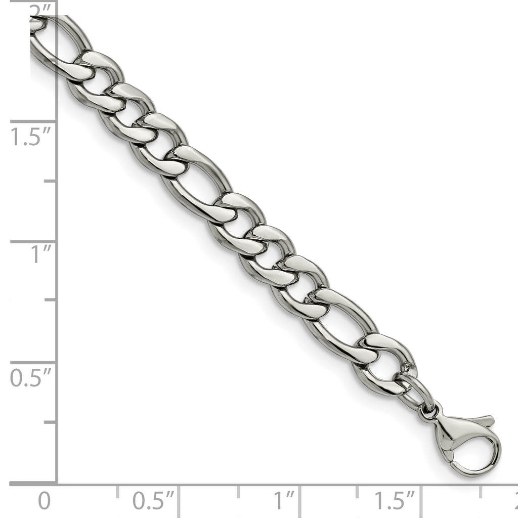 Figaro Chain Bracelet in Stainless Steel, 6.75mm