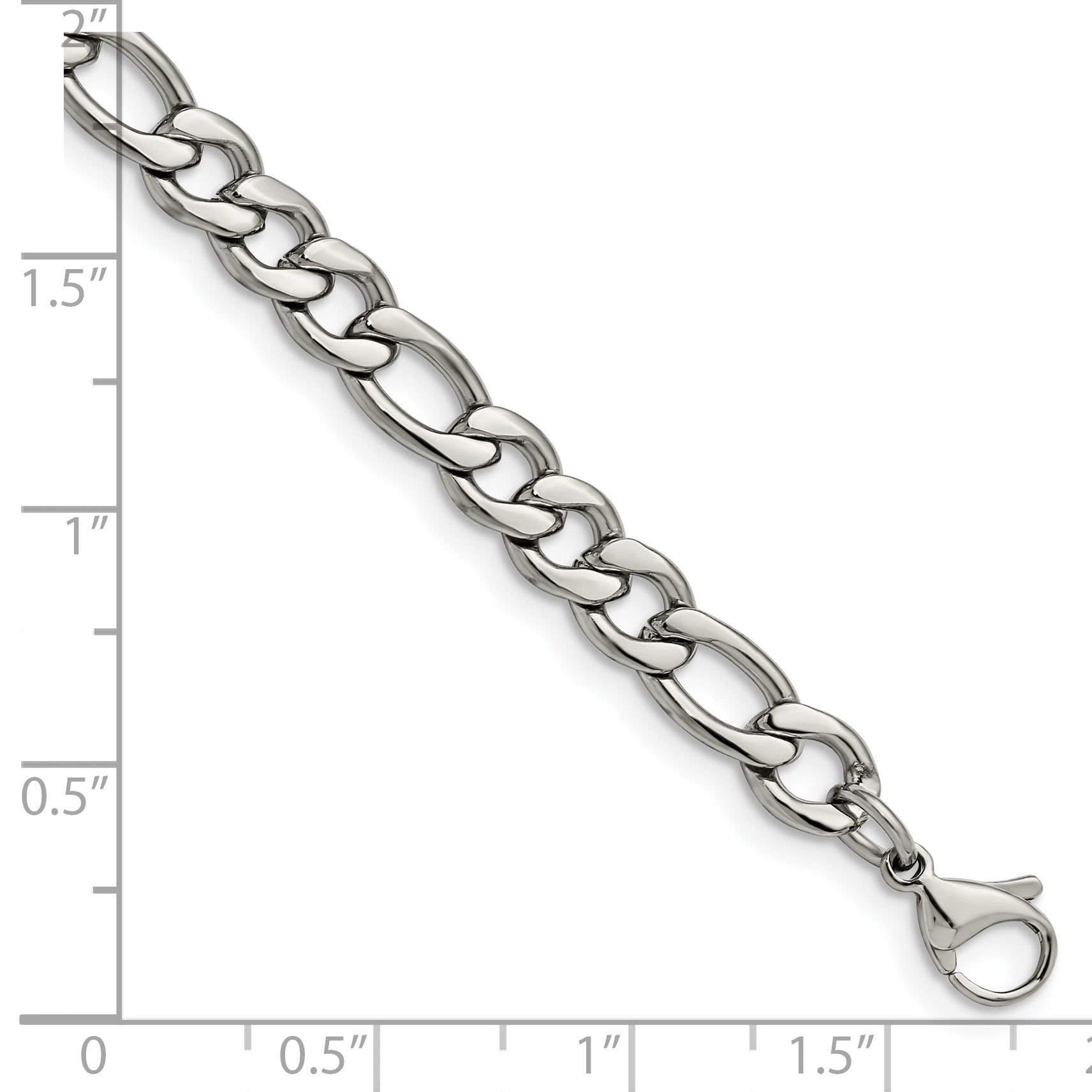 Figaro Chain Bracelet in Stainless Steel, 6.75mm