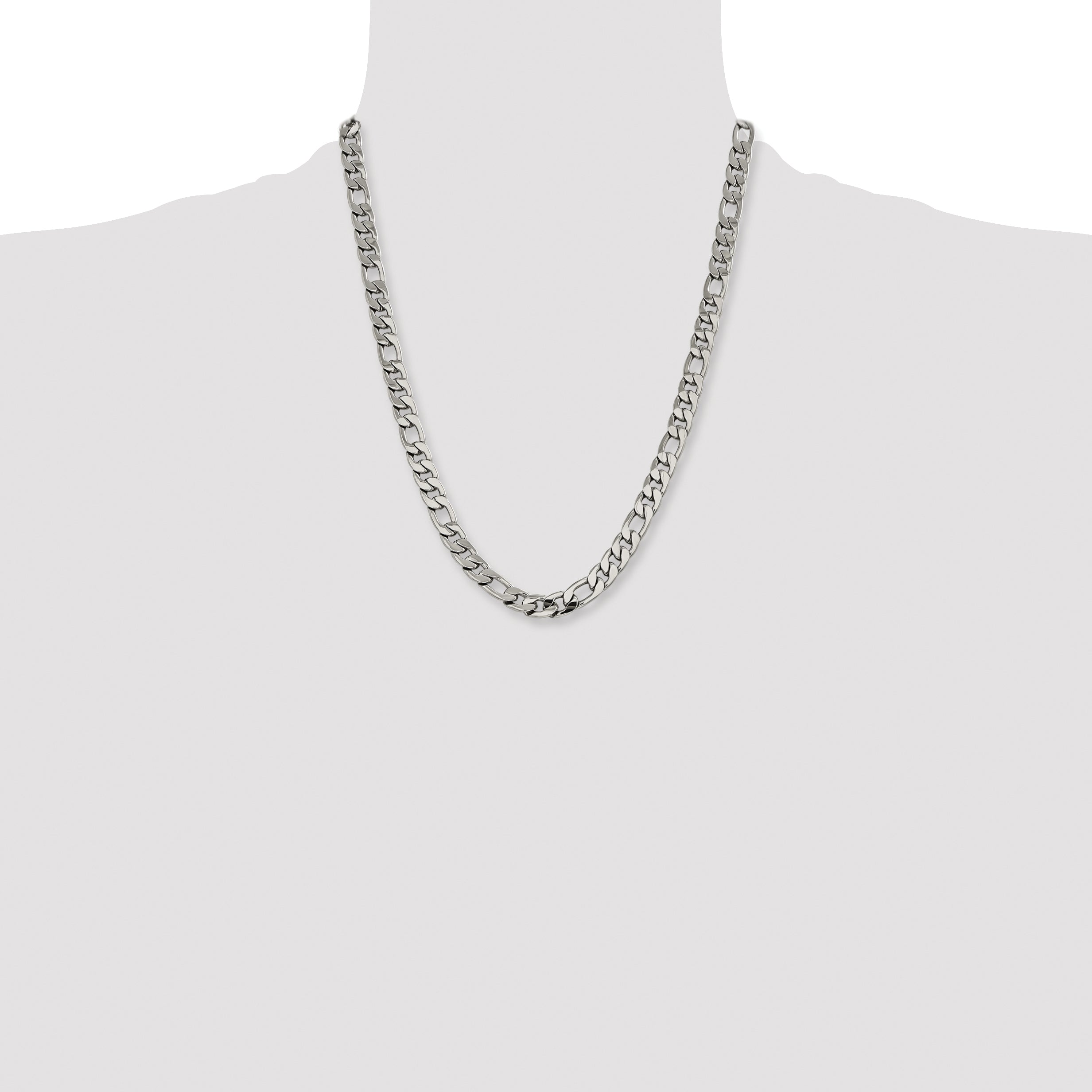 Chisel Stainless Steel Polished 8.75mm 22 inch Figaro Chain
