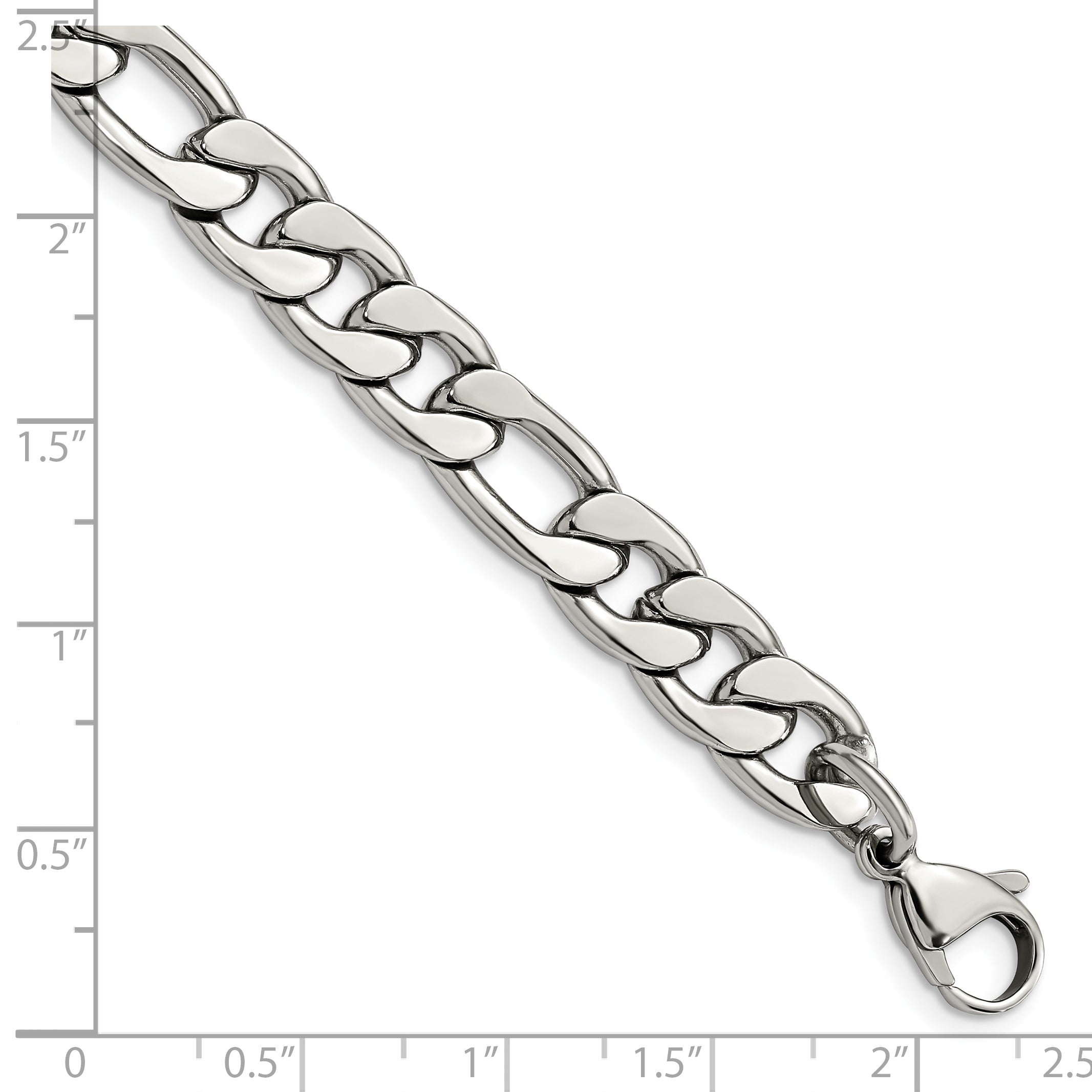 Chisel Stainless Steel Polished 8.75mm 8 inch Figaro Chain