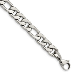 Chisel Stainless Steel Polished 8.75mm 9 inch Figaro Chain