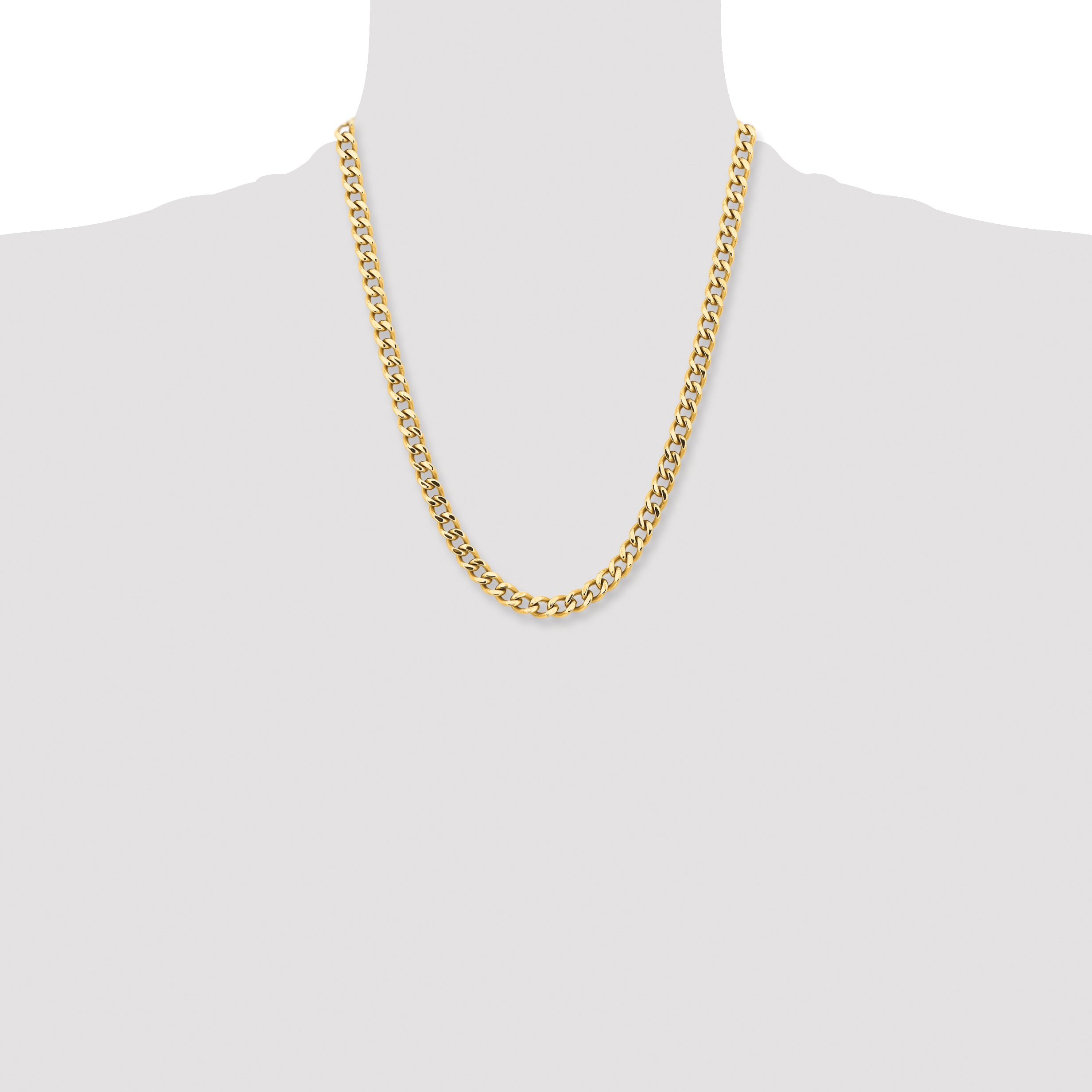 Chisel Stainless Steel Polished Yellow IP-plated 7.5mm 20 inch Curb Chain