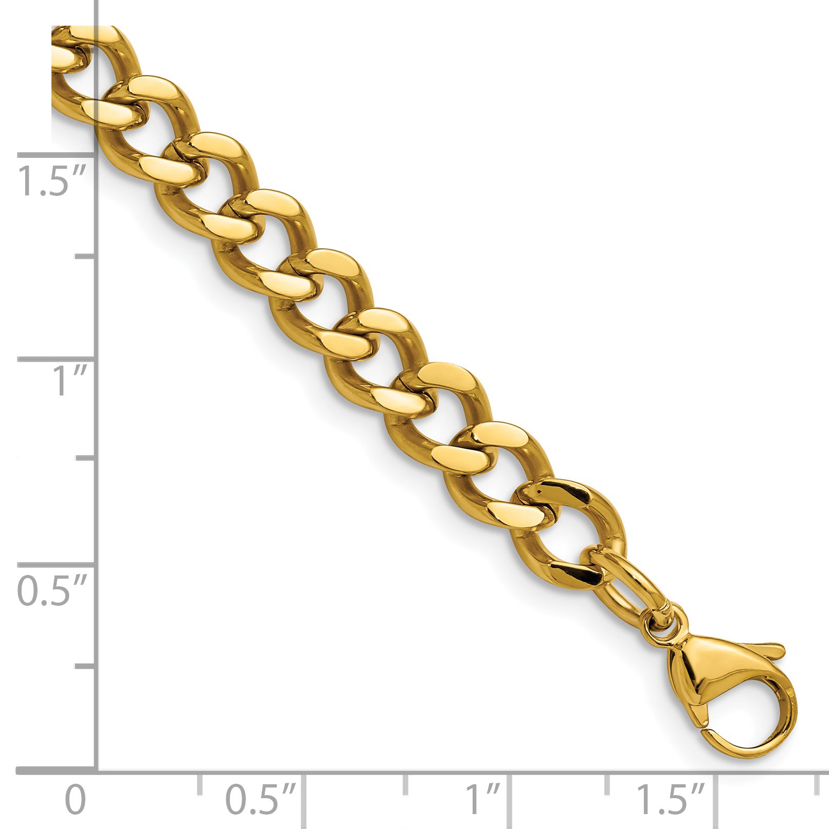 Curb Chain Bracelet in Yellow IP-Plated Stainless Steel, 7.5mm