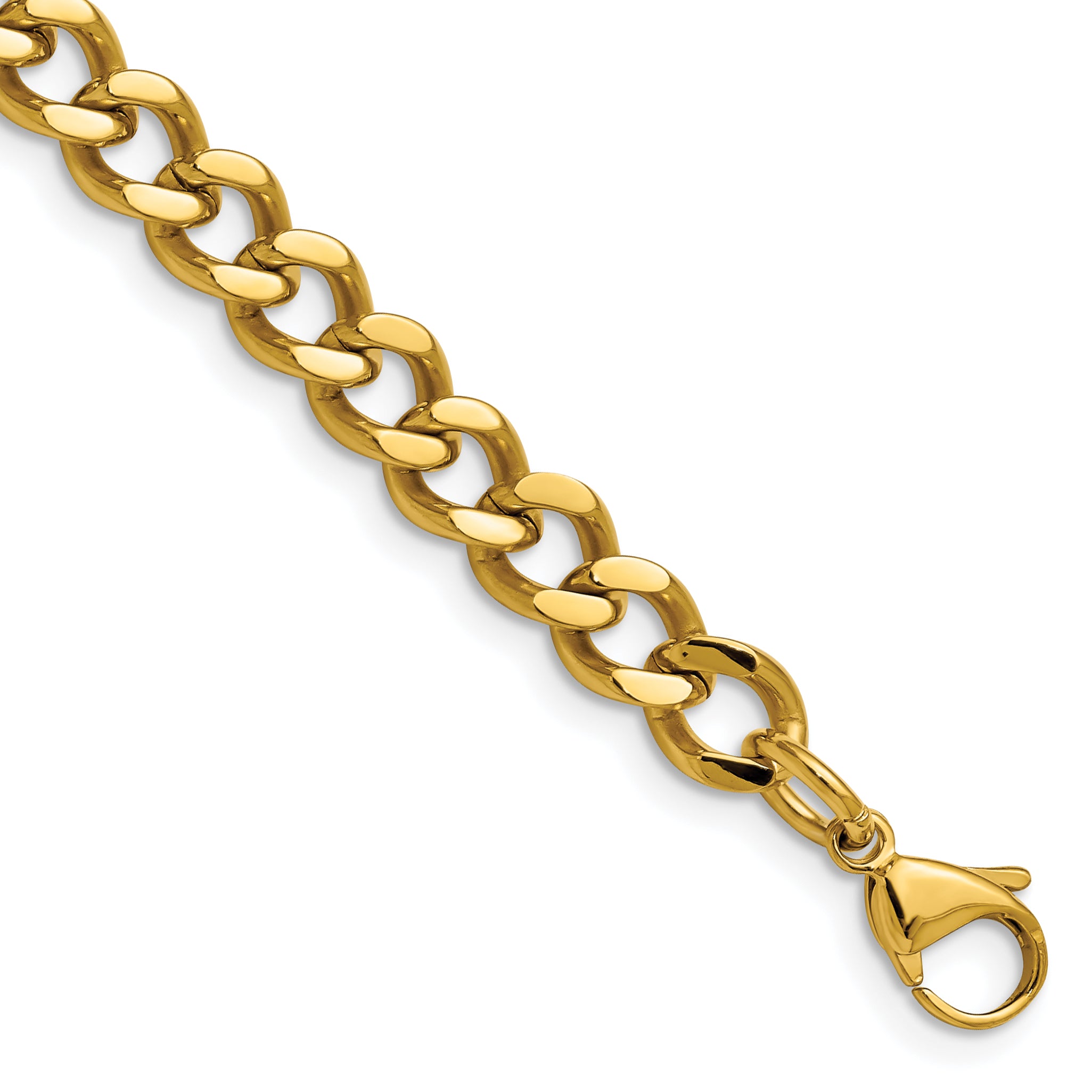 Chisel Stainless Steel Polished Yellow IP-plated 7.5mm 8 inch Curb Chain Main image