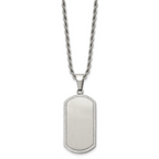 Chisel Stainless Steel Polished Laser Cut Edges Dog Tag on a 22 inch Rope Chain Necklace