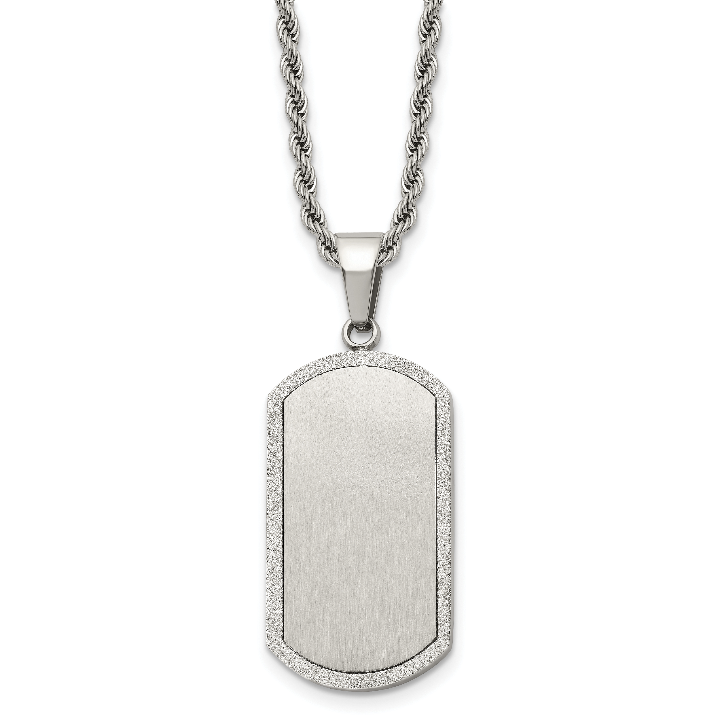 Chisel Stainless Steel Polished Laser Cut Edges Dog Tag on a 22 inch Rope Chain Necklace Main image