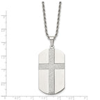 Chisel Stainless Steel Polished Laser Cut Cross Dog Tag on a 24 inch Rope Chain Necklace