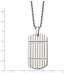 CZ Dog Tag Necklace in Stainless Steel, 24 in