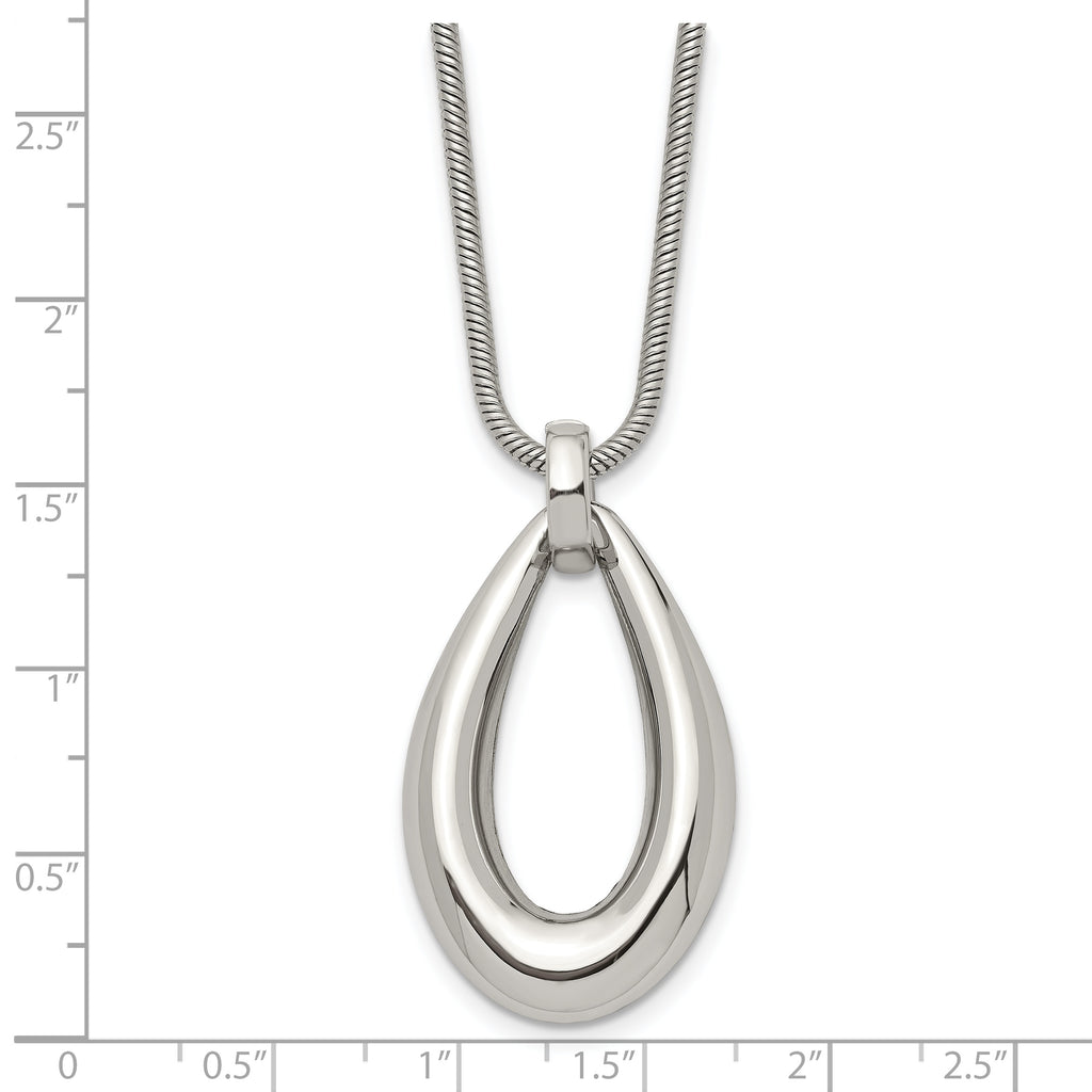 Stainless Steel Polished Teardrop Dangle 24in Necklace