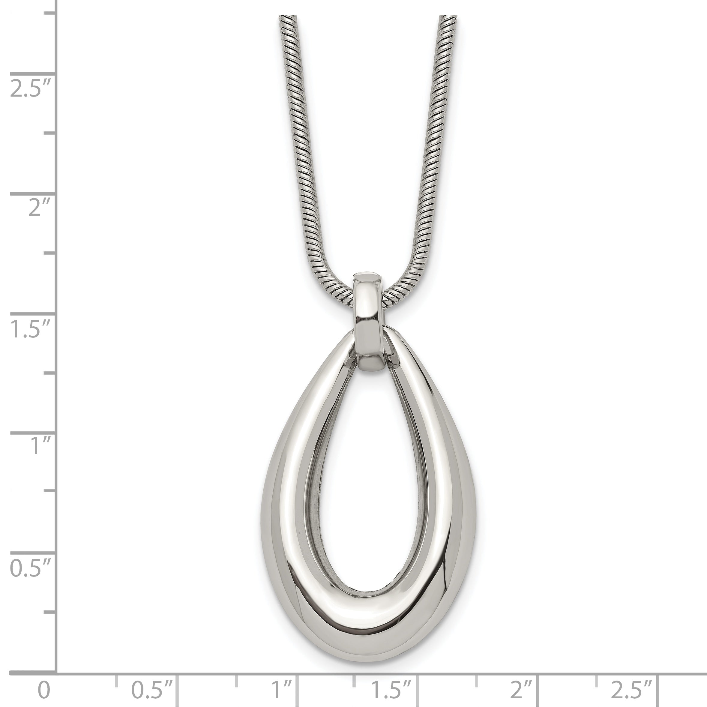 Stainless Steel Polished Teardrop Dangle 24in Necklace