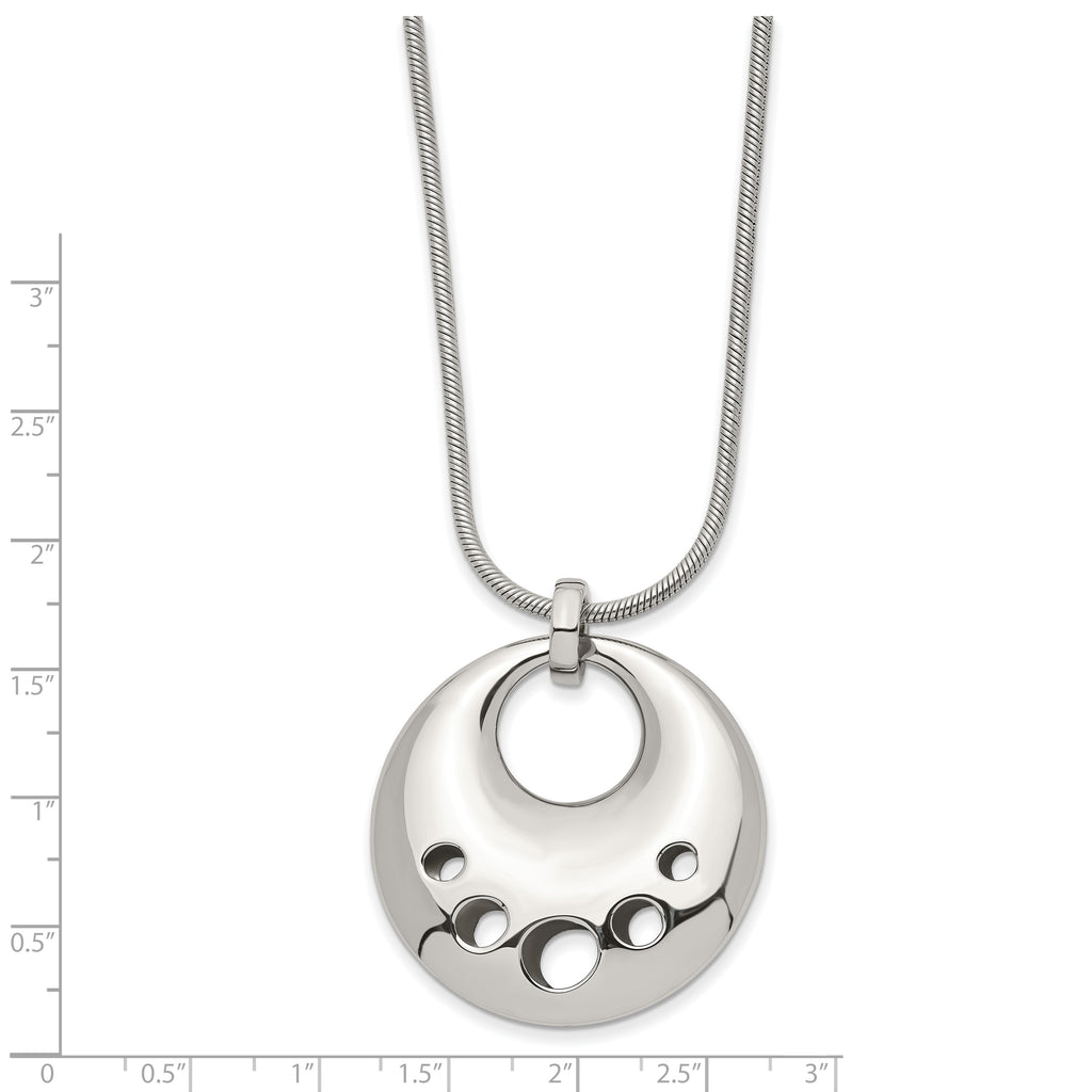 Polished Circle Cut-Out Necklace in Stainless Steel