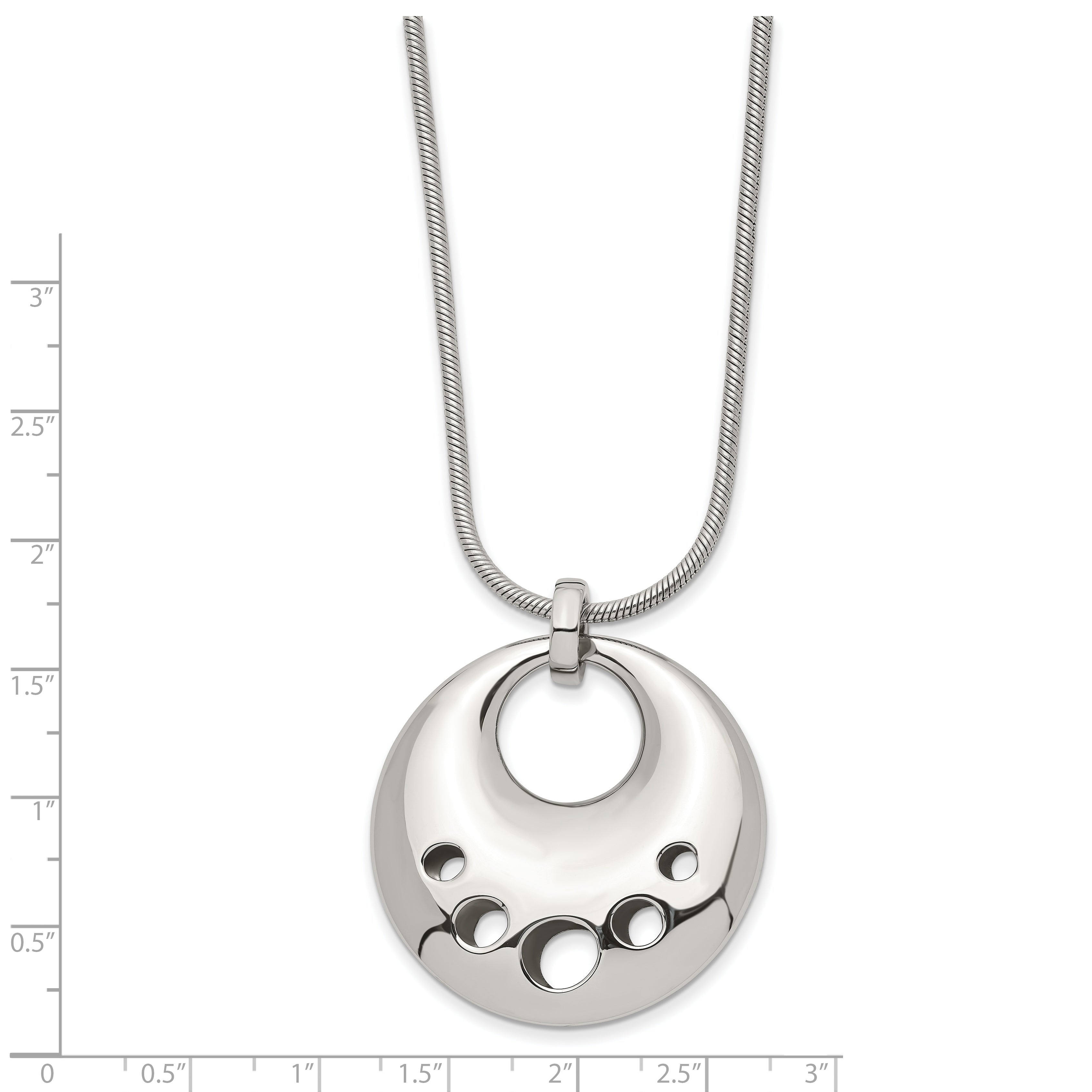 Polished Circle Cut-Out Necklace in Stainless Steel