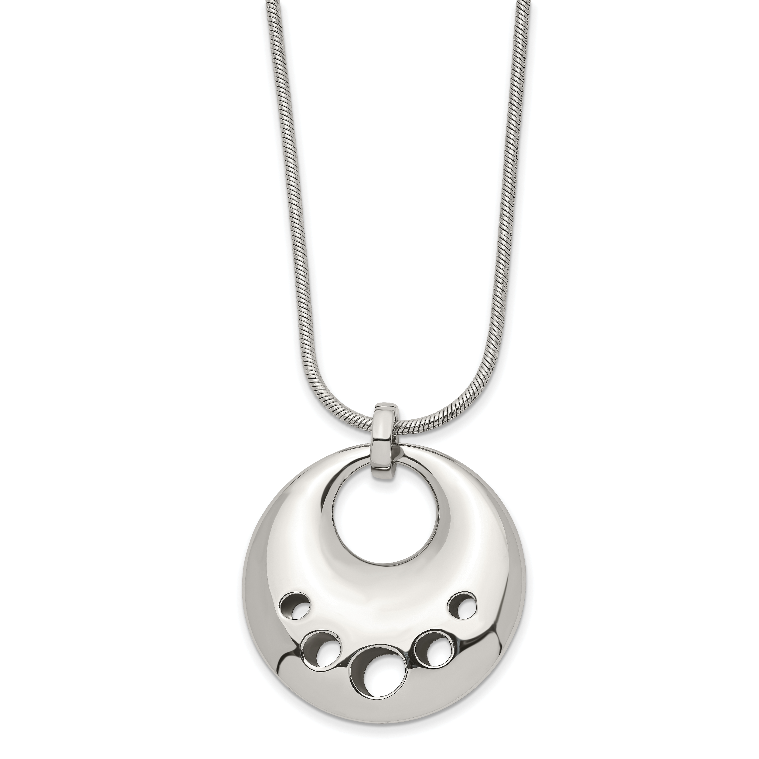 Stainless Steel Polished Circle Cut-out 24in Necklace Main image