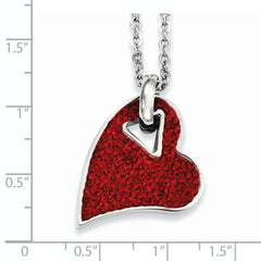 Stainless Steel Red Crystal Heart Pendant Necklace