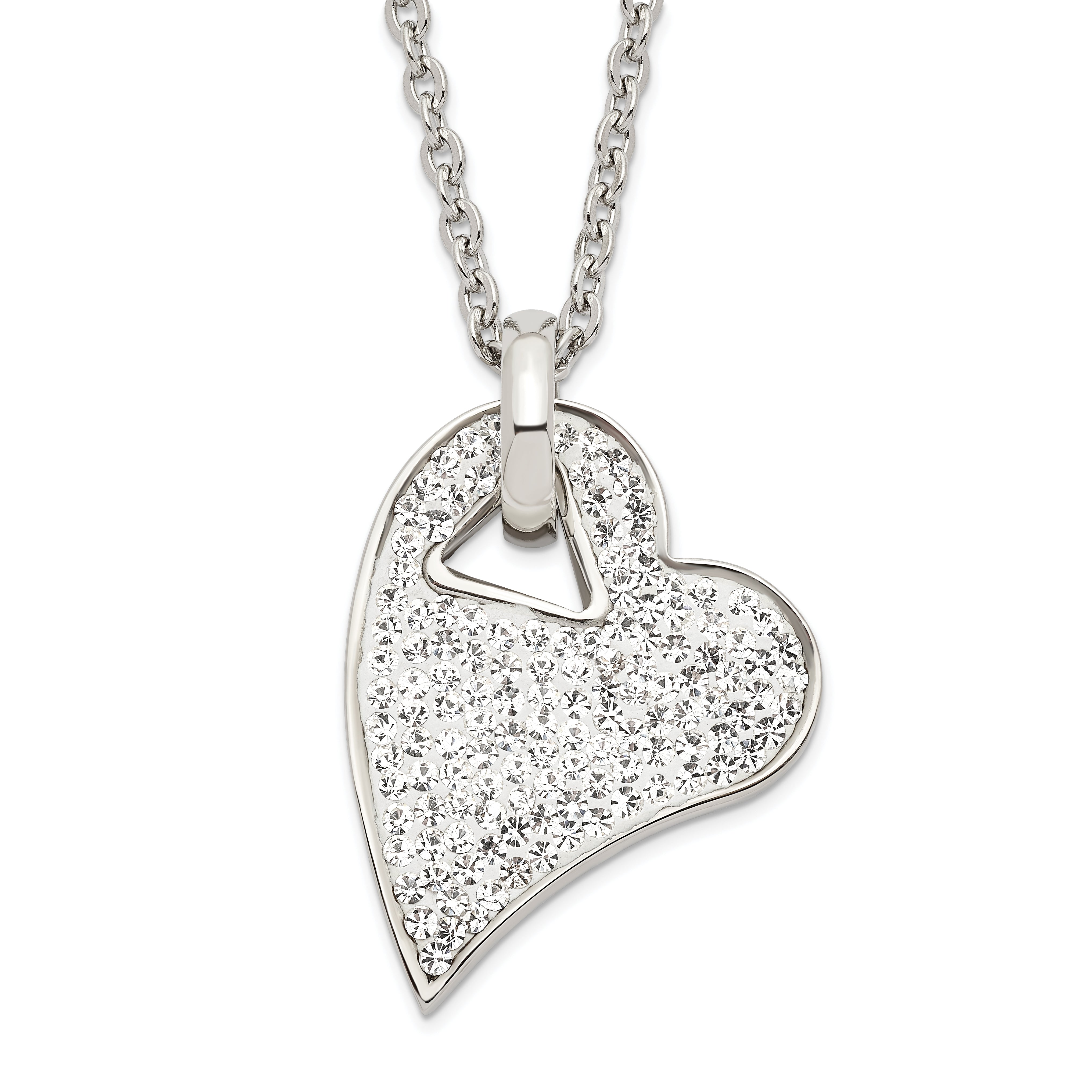 Stainless Steel Clear Crystal Heart Pendant Necklace Main image