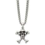 Skull and Crossbones Pendant Necklace in Stainless Steel