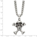 Skull and Crossbones Pendant Necklace in Stainless Steel