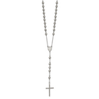 Chisel Stainless Steel Polished 8mm Beaded 32.5 inch Rosary Necklace