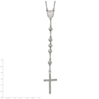 Chisel Stainless Steel Polished 8mm Beaded 32.5 inch Rosary Necklace