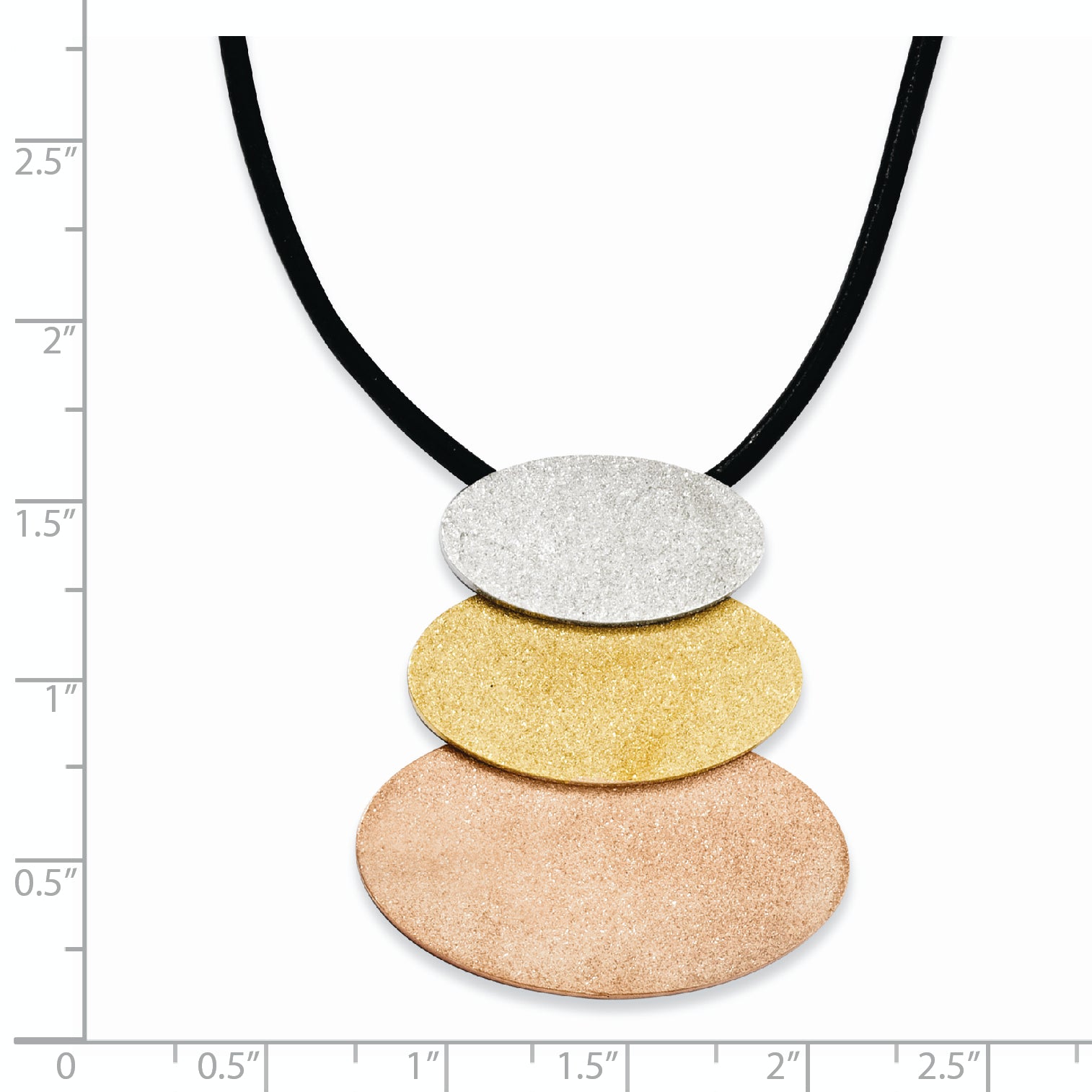 Stainless Steel Tri-Color IP-plated Laser-cut Ovals w/1.5in ext Necklace Secondary image
