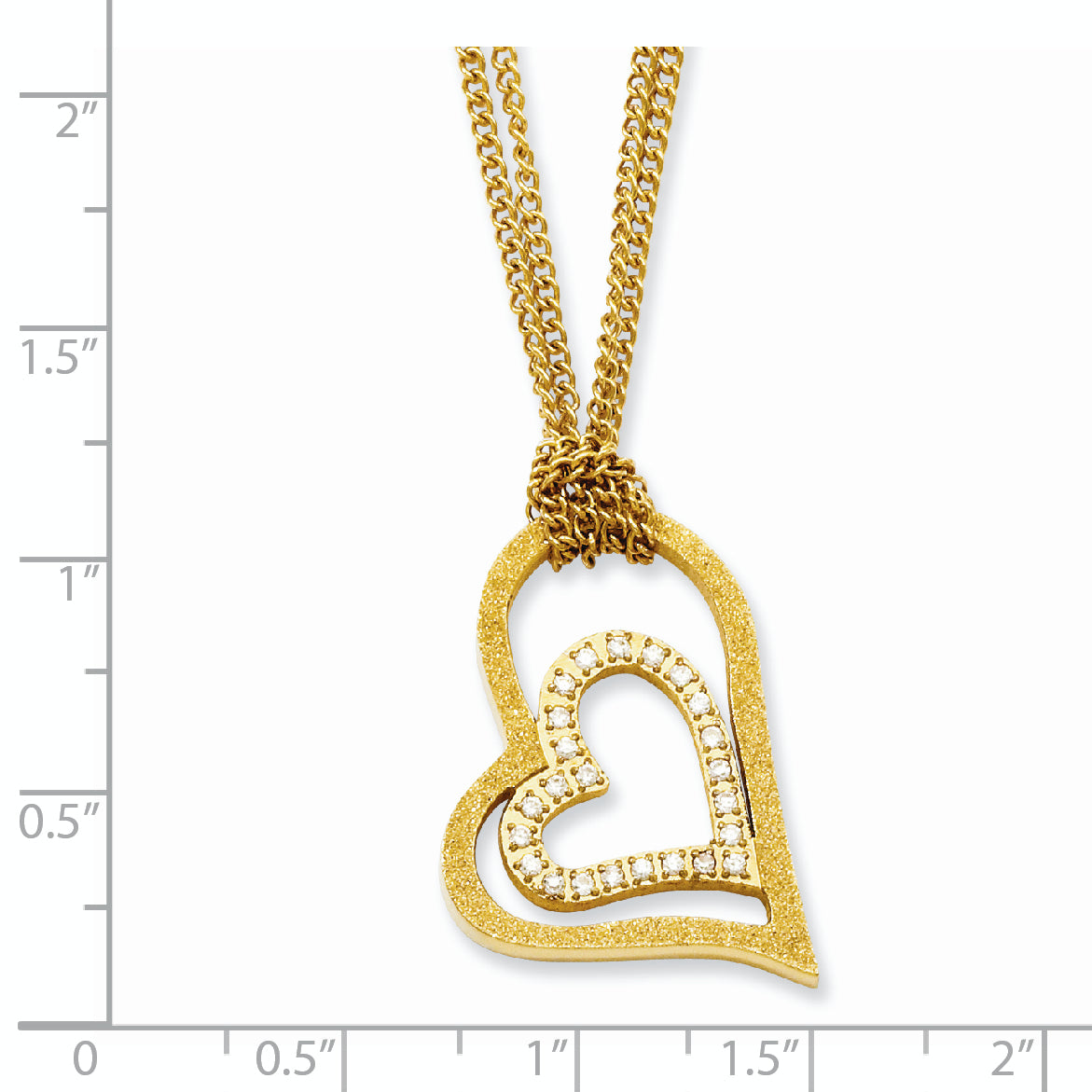 Laser-Cut Heart Necklace in Yellow Gold-Tone Stainless Steel with CZ