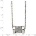 Stainless Steel Brushed and Polished Wire Barrel 24in Necklace