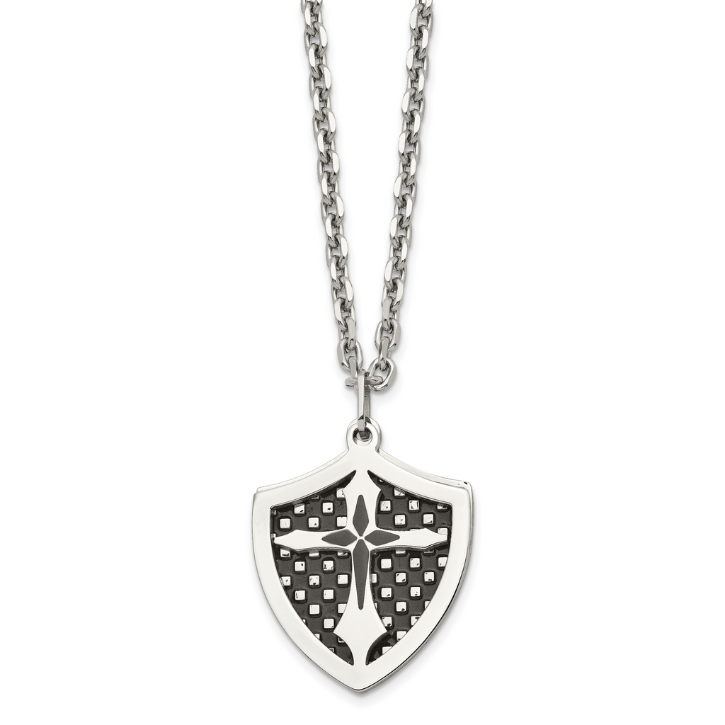 Moveable Shield Pendant Necklace in Stainless Steel