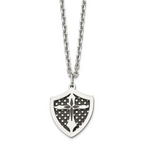 Moveable Shield Pendant Necklace in Stainless Steel
