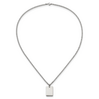 Chisel Stainless Steel Polished Rectangle Dog Tag on a 24 inch Curb Chain Necklace
