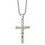 Chisel Stainless Steel Polished Crucifix Pendant on a 22 inch Ball Chain Necklace