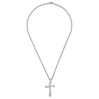 Chisel Stainless Steel Polished Wavy Cross Pendant on a 22 inch Curb Chain Necklace